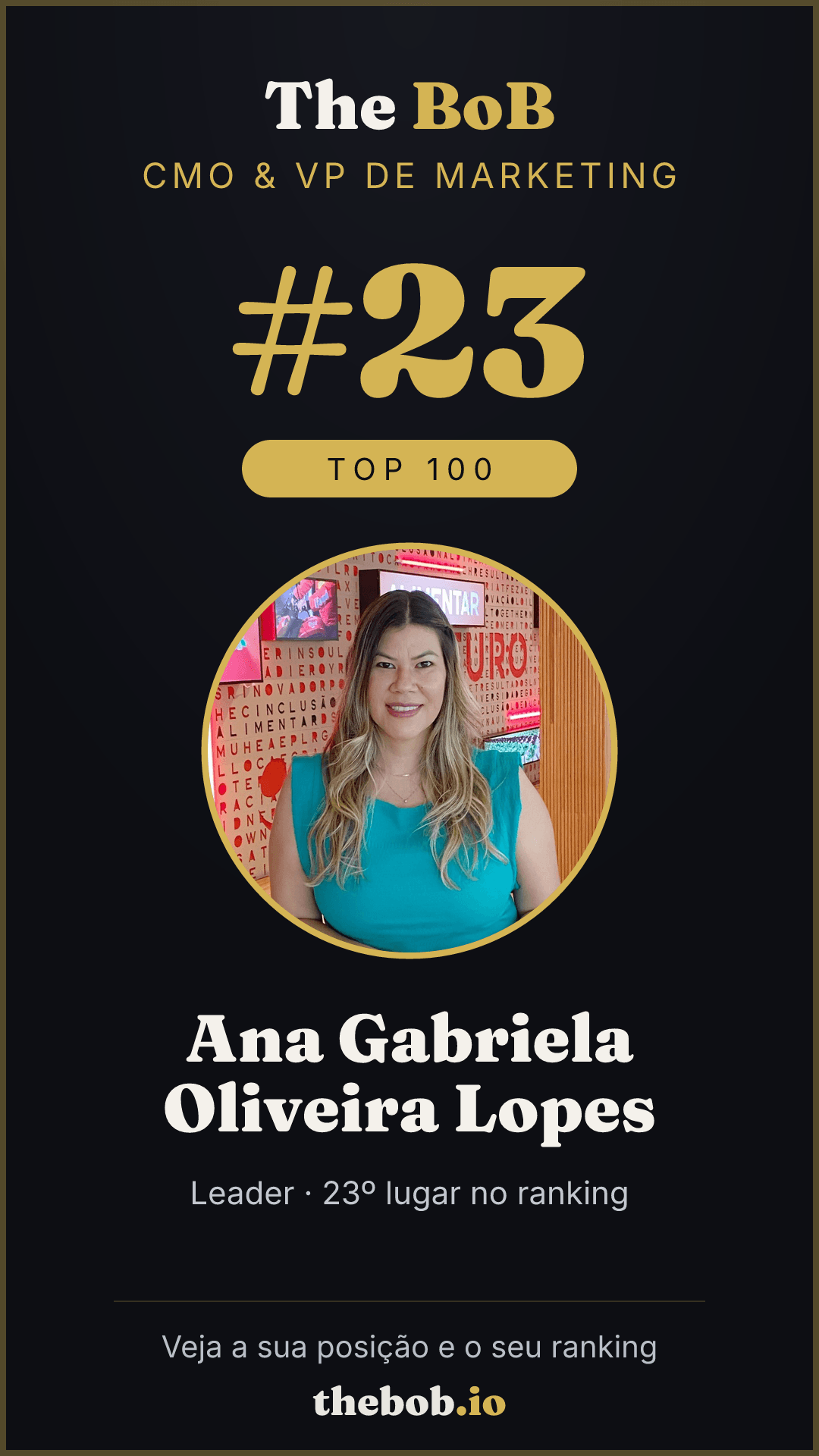 Selo The BoB · Ana Gabriela Oliveira Lopes