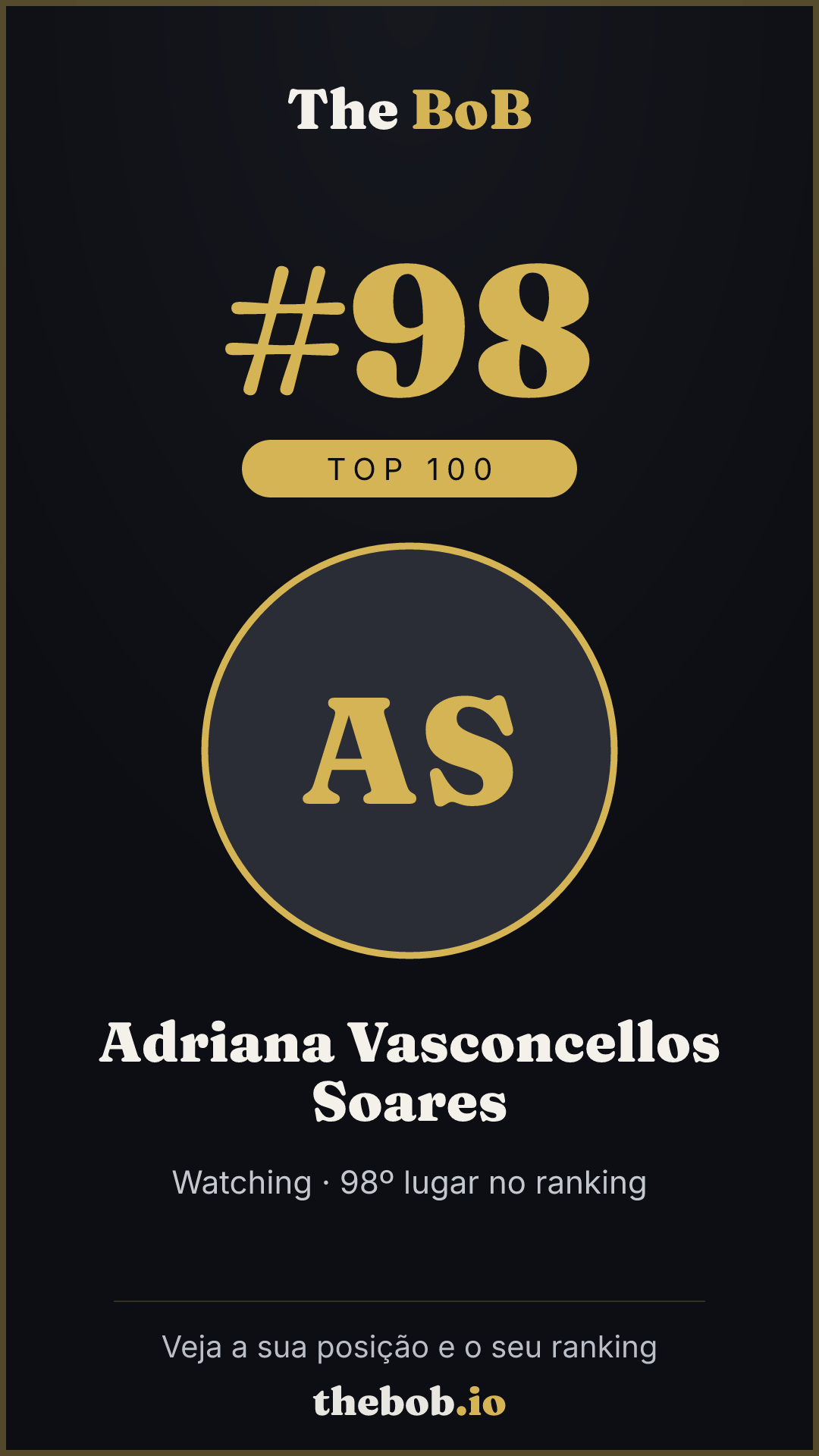 Selo The BoB · Adriana Vasconcellos Soares
