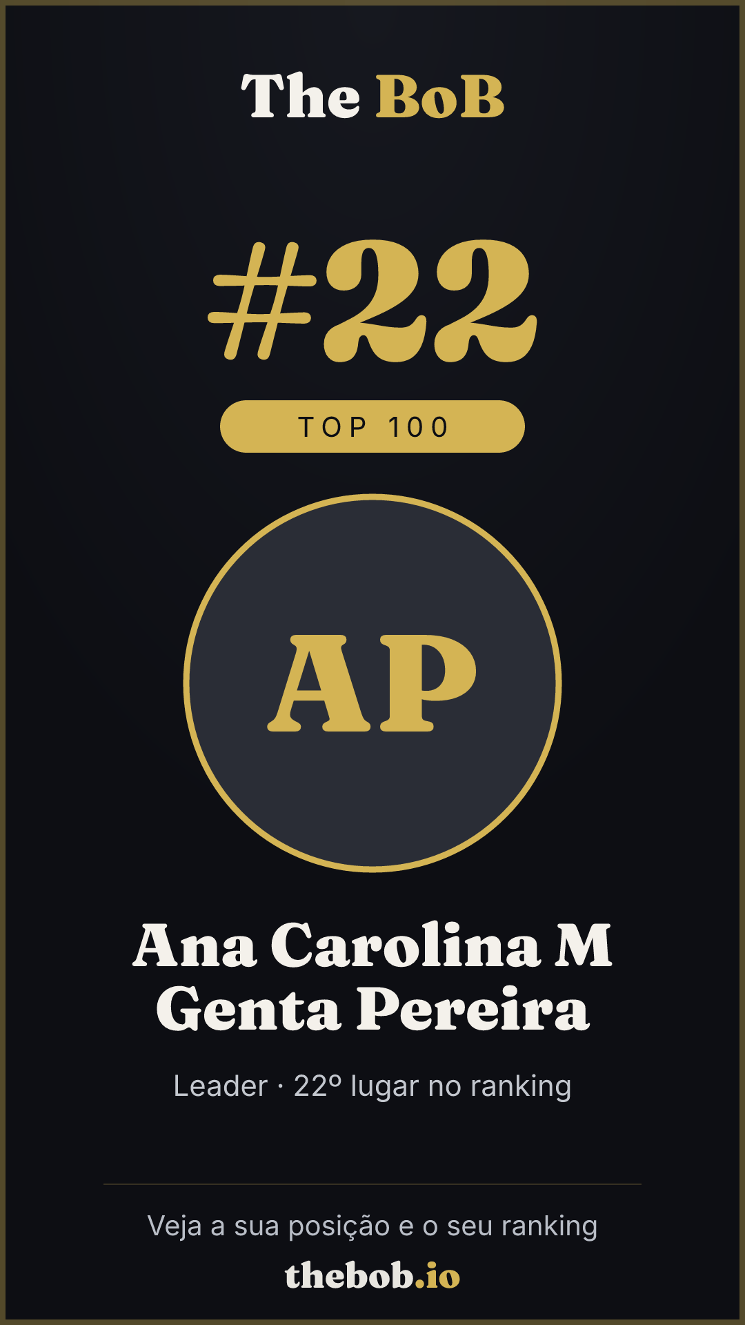 Selo The BoB · Ana Carolina M Genta Pereira
