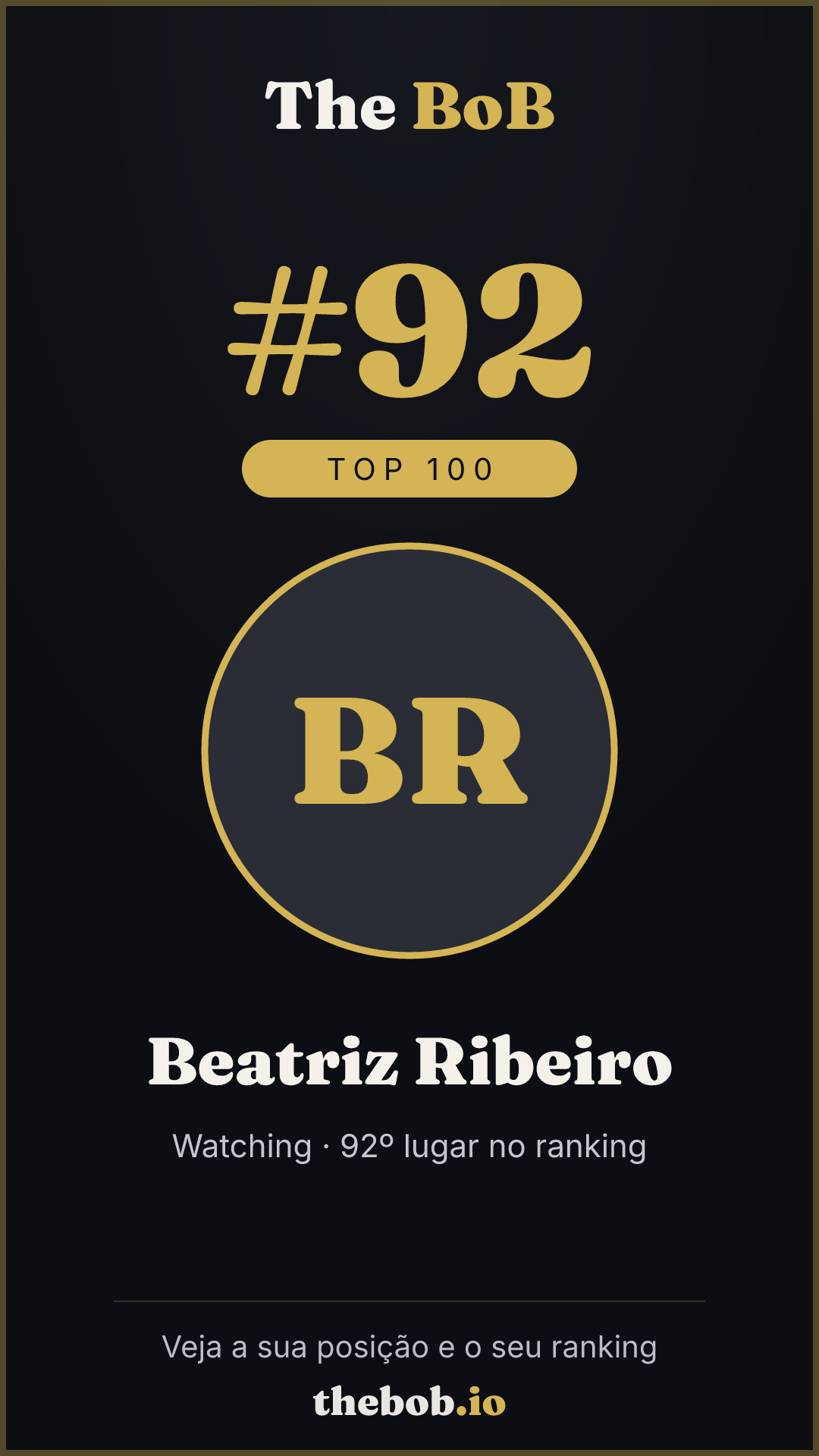 Selo The BoB · Beatriz Ribeiro