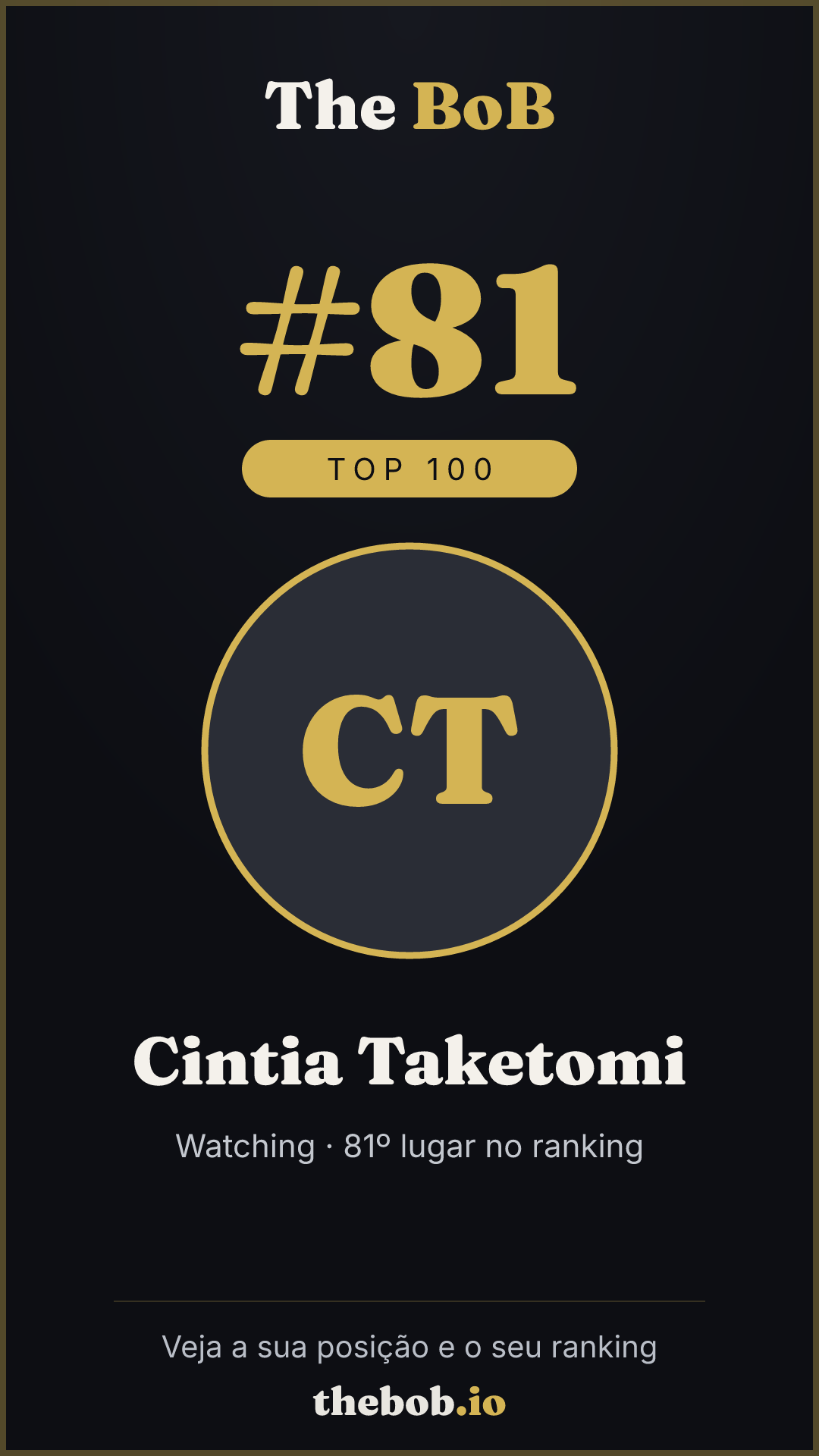 Selo The BoB · Cintia Taketomi