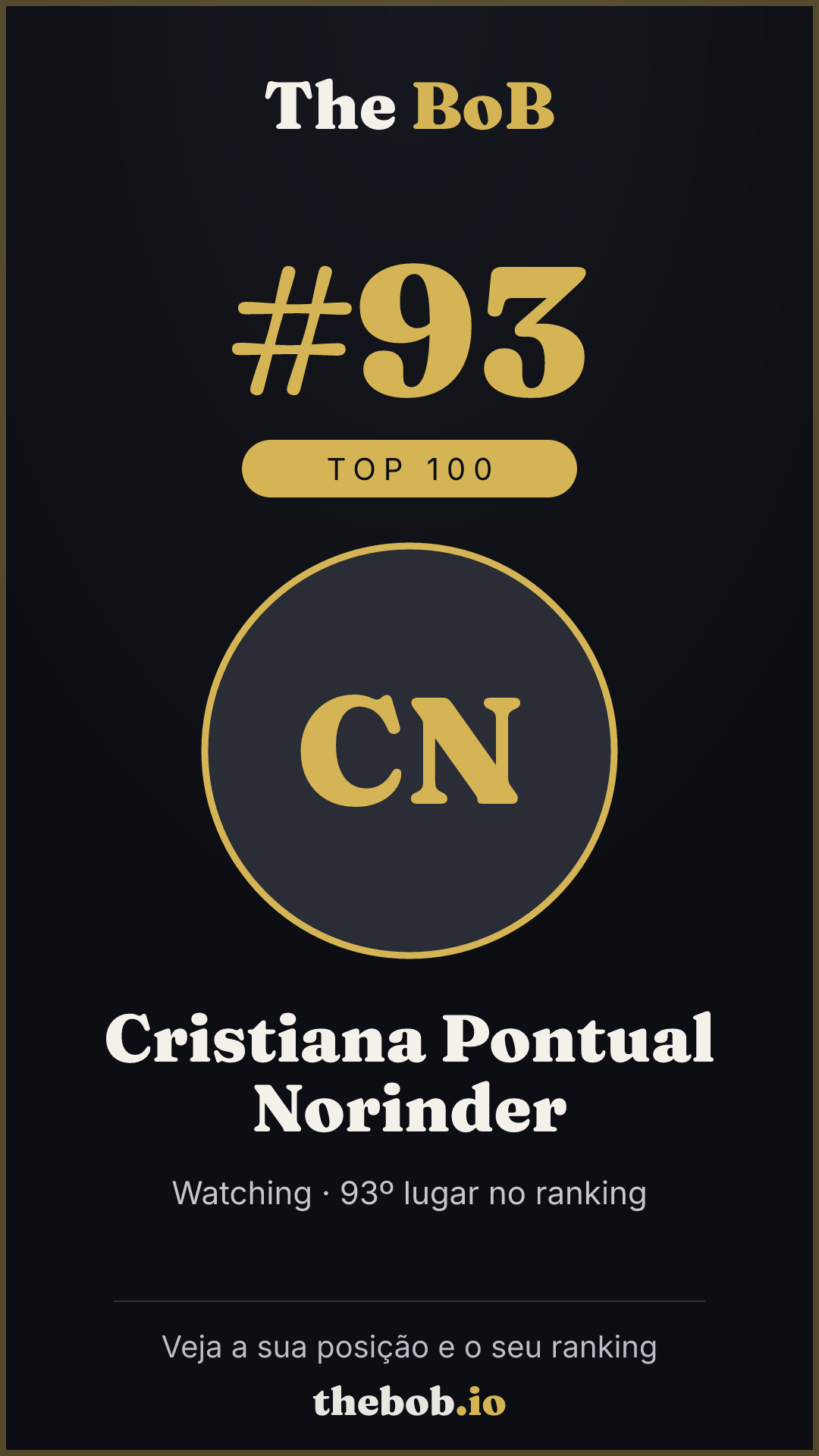 Selo The BoB · Cristiana Pontual Norinder