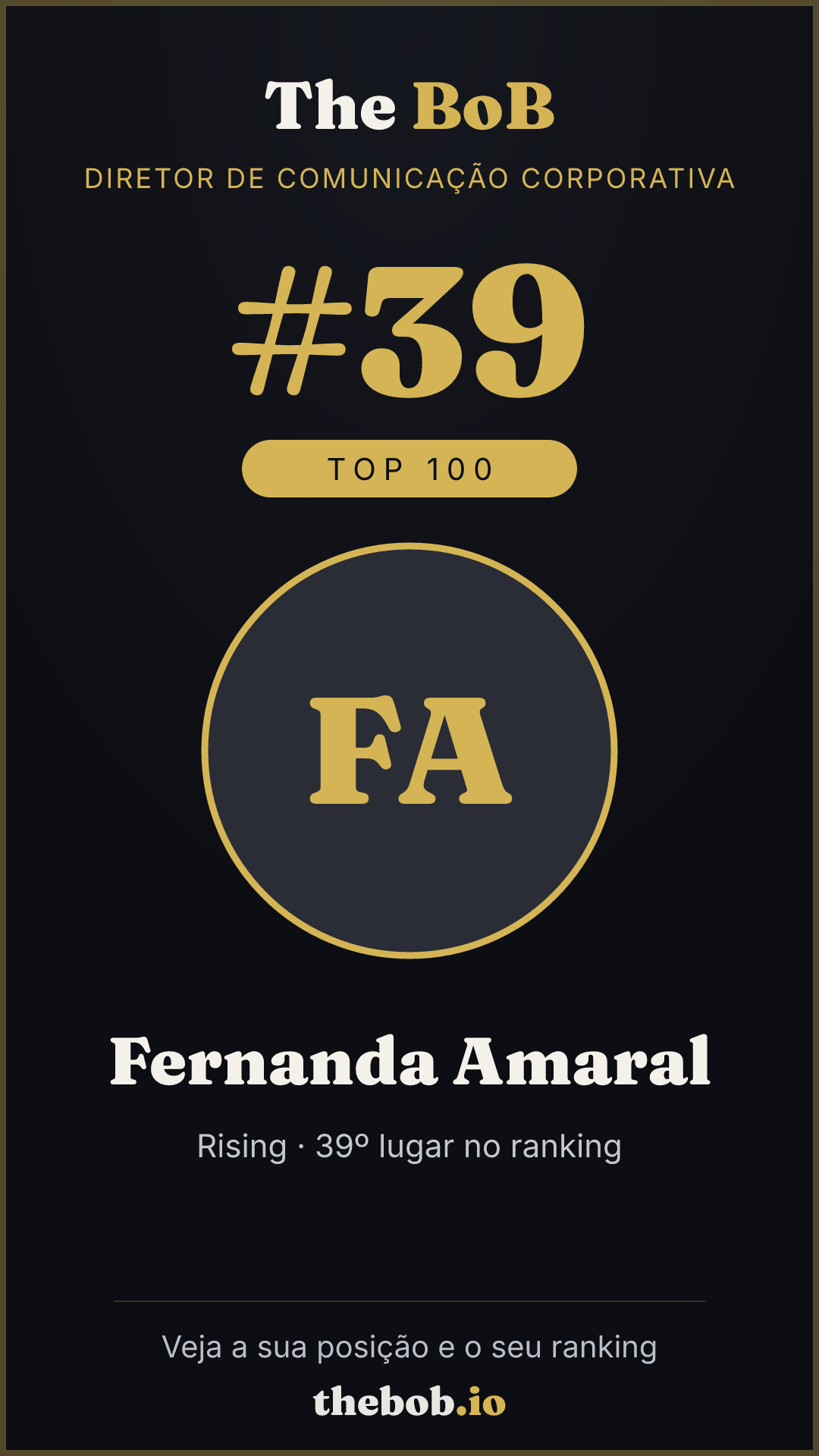 Selo The BoB · Fernanda Amaral