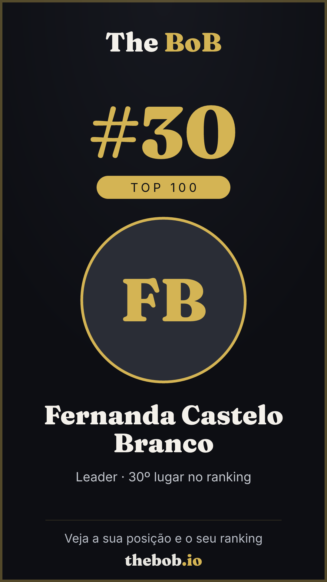 Selo The BoB · Fernanda Castelo Branco