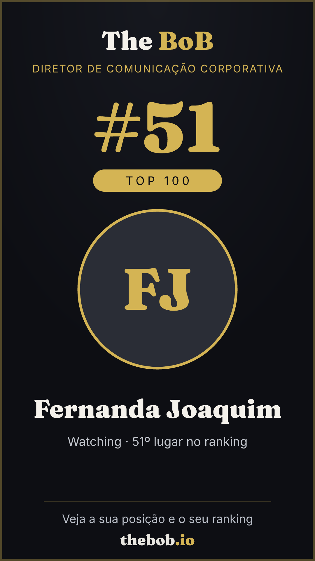 Selo The BoB · Fernanda Joaquim