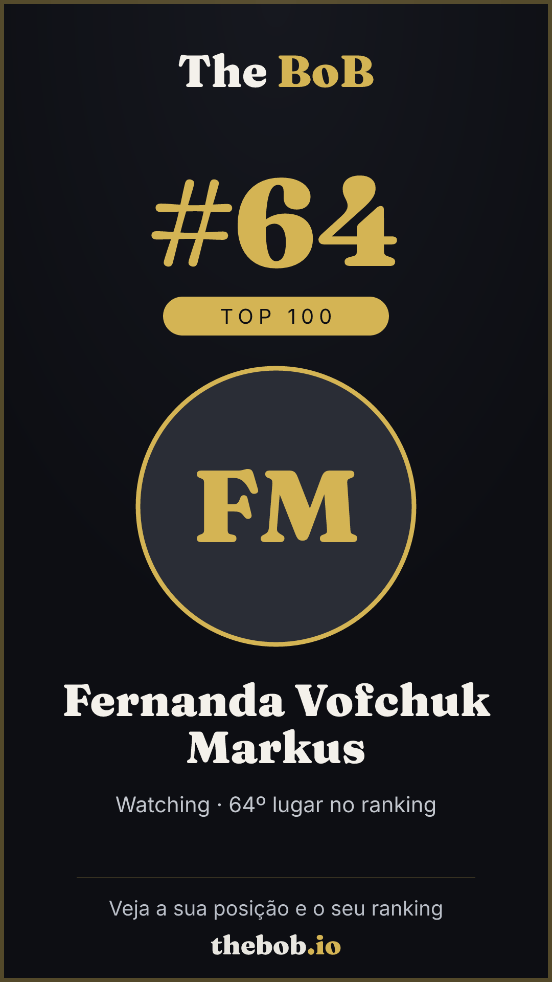 Selo The BoB · Fernanda Vofchuk Markus