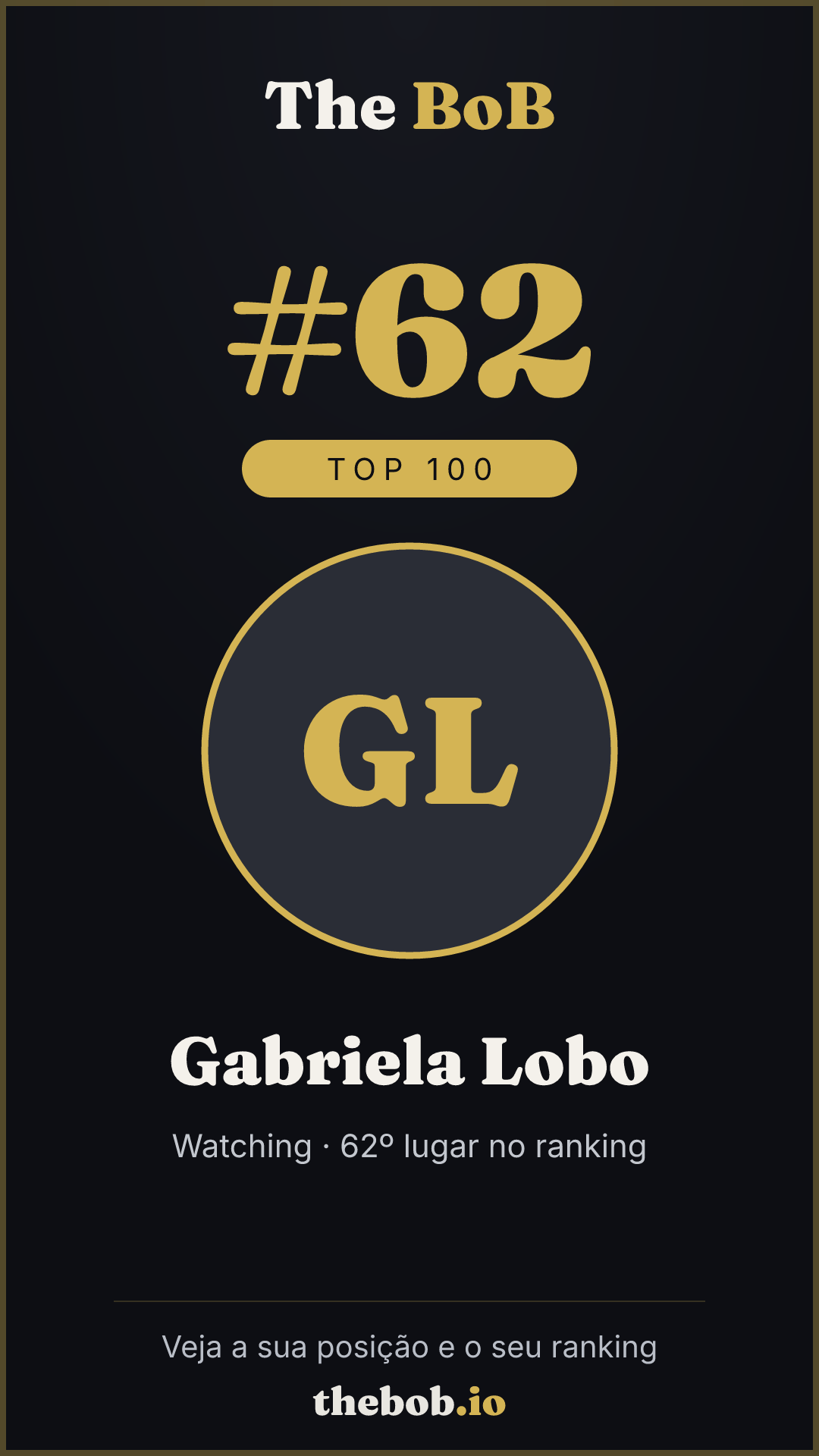 Selo The BoB · Gabriela Lobo