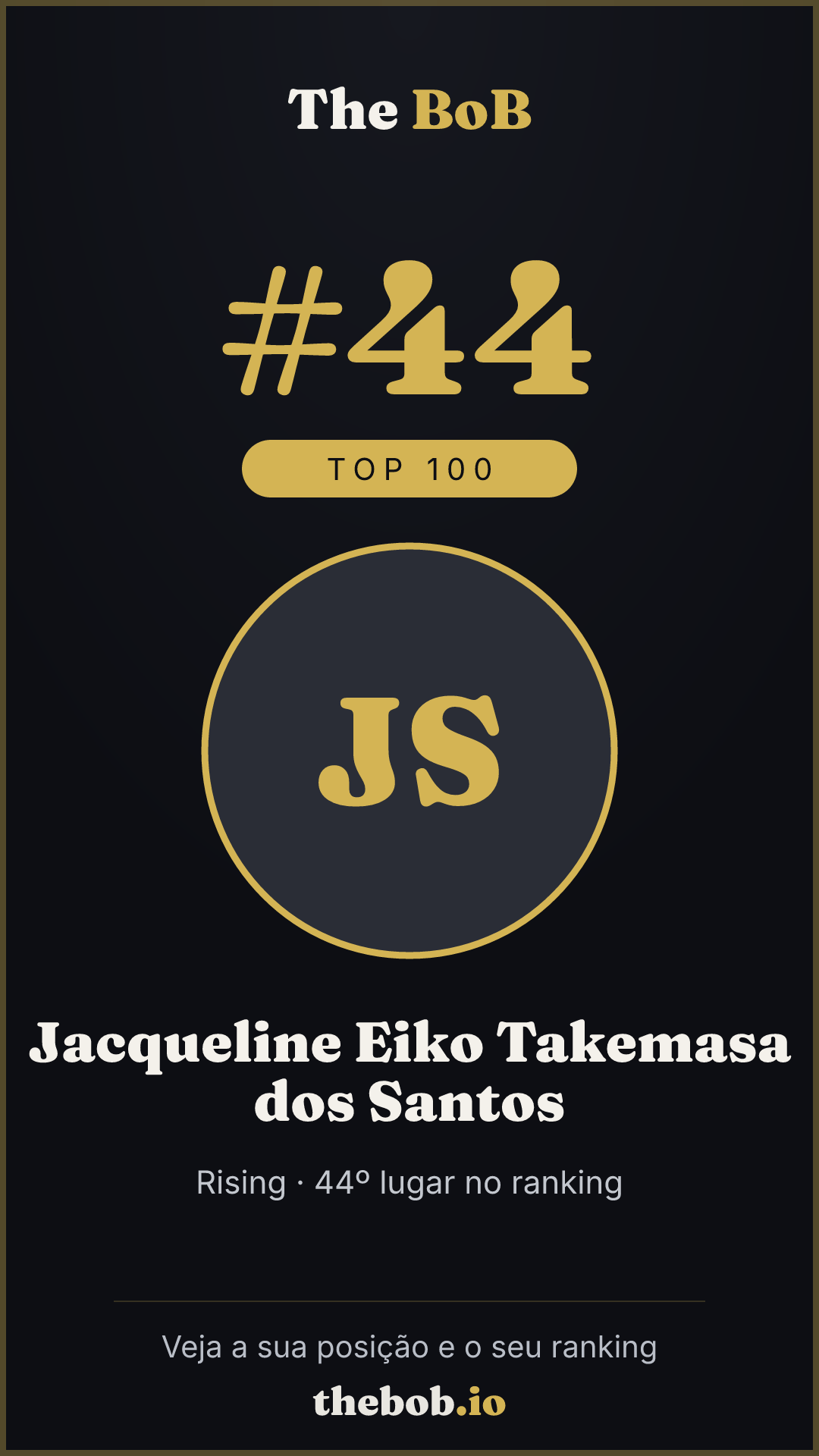 Selo The BoB · Jacqueline Eiko Takemasa dos Santos