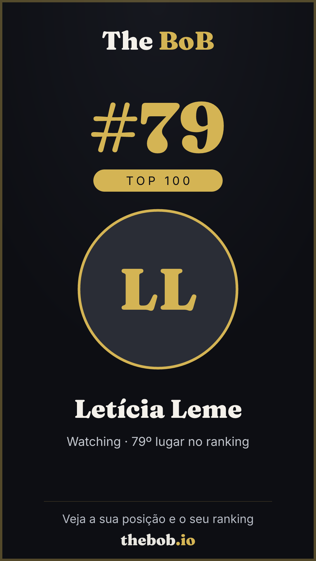 Selo The BoB · Letícia Leme