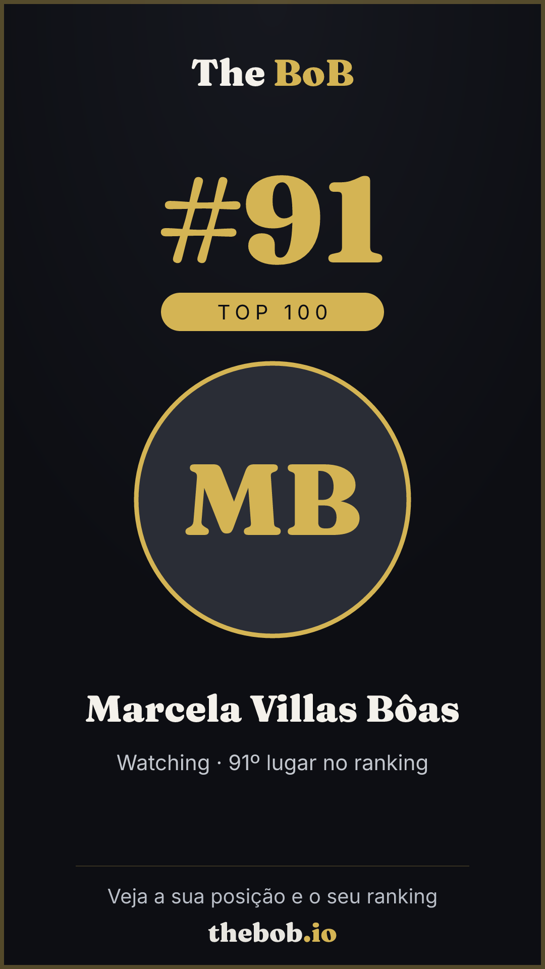 Selo The BoB · Marcela Villas Bôas