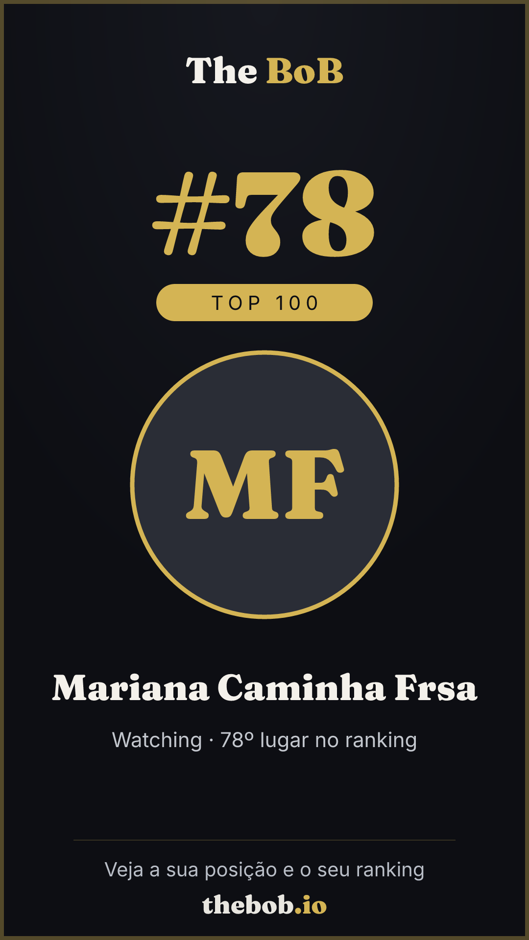 Selo The BoB · Mariana Caminha Frsa