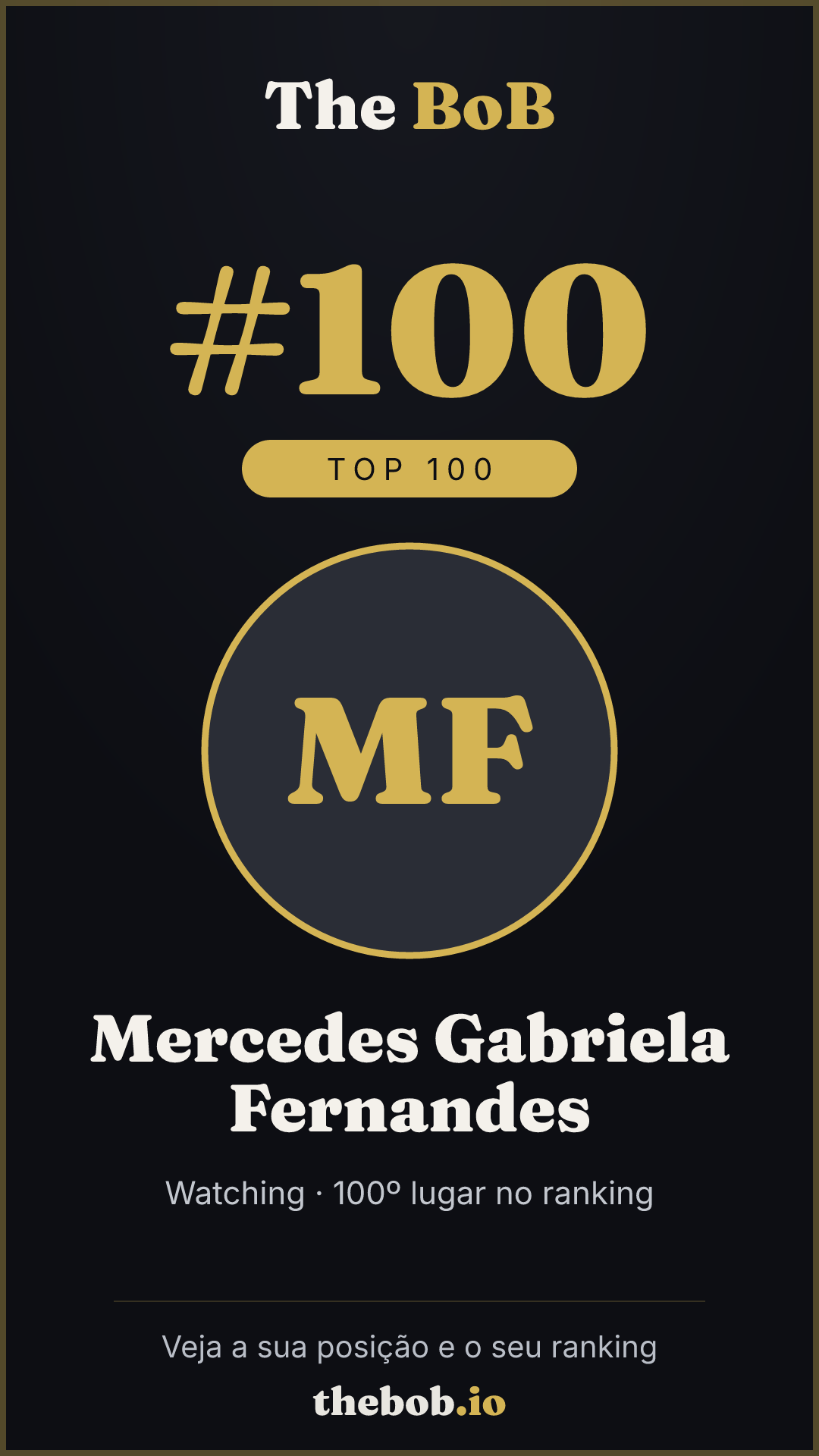 Selo The BoB · Mercedes Gabriela Fernandes