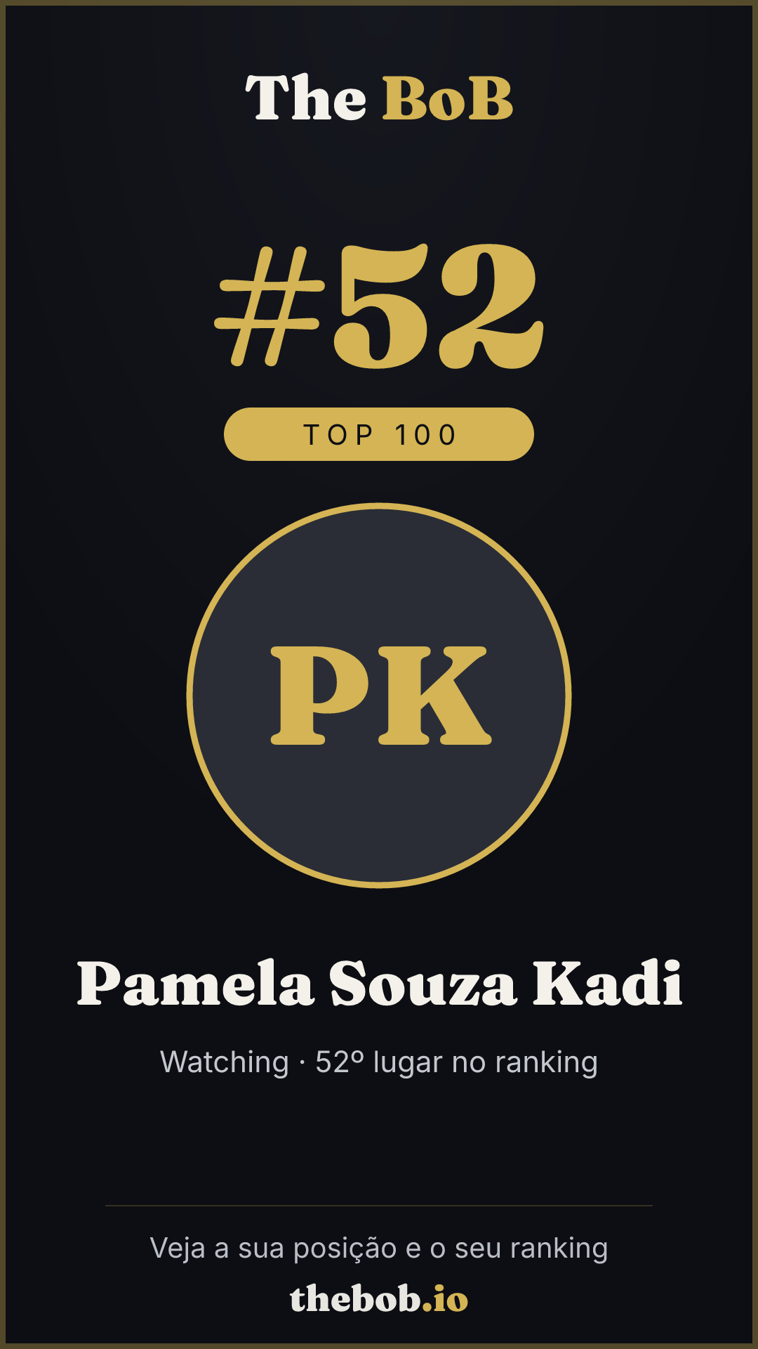 Selo The BoB · Pamela Souza Kadi