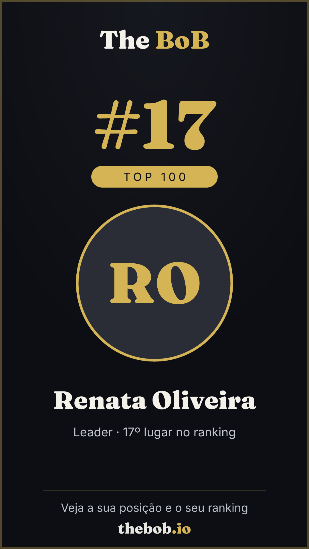Selo The BoB · Renata Oliveira