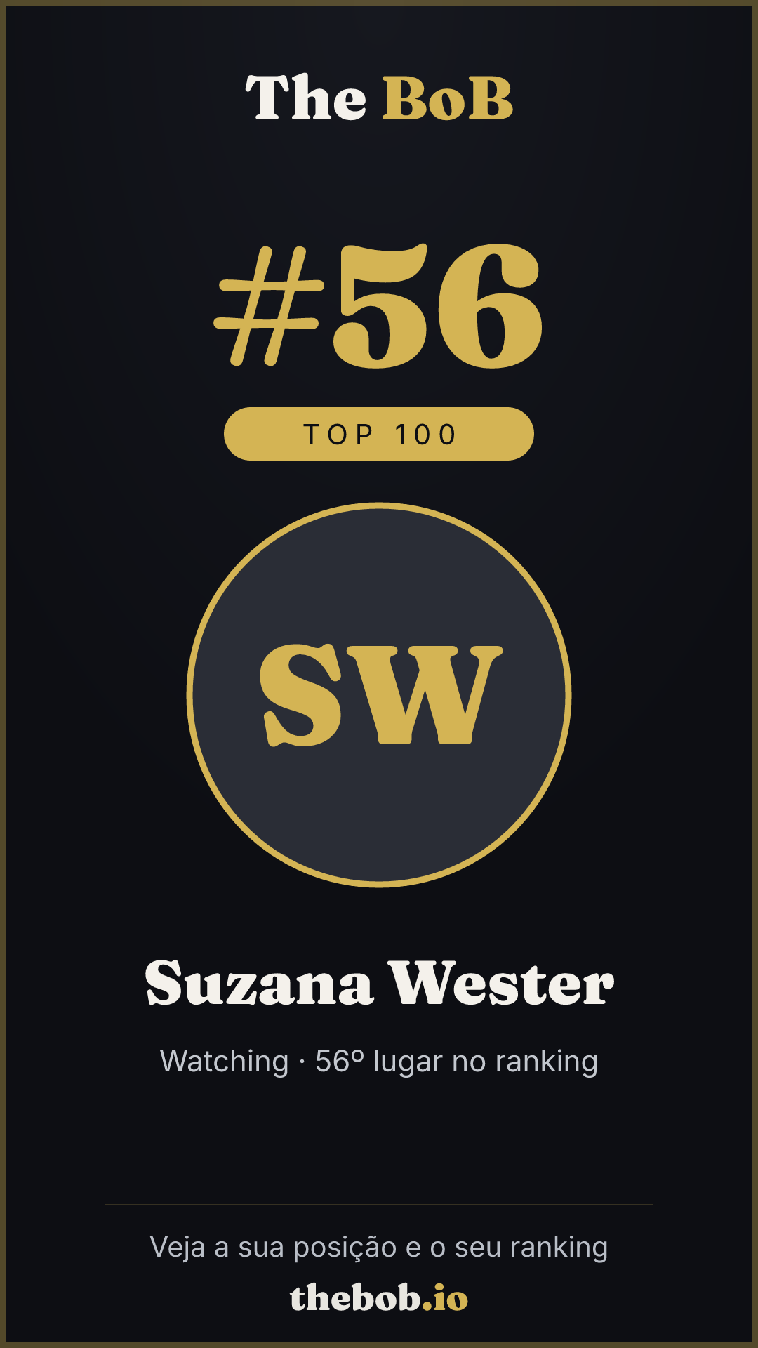 Selo The BoB · Suzana Wester