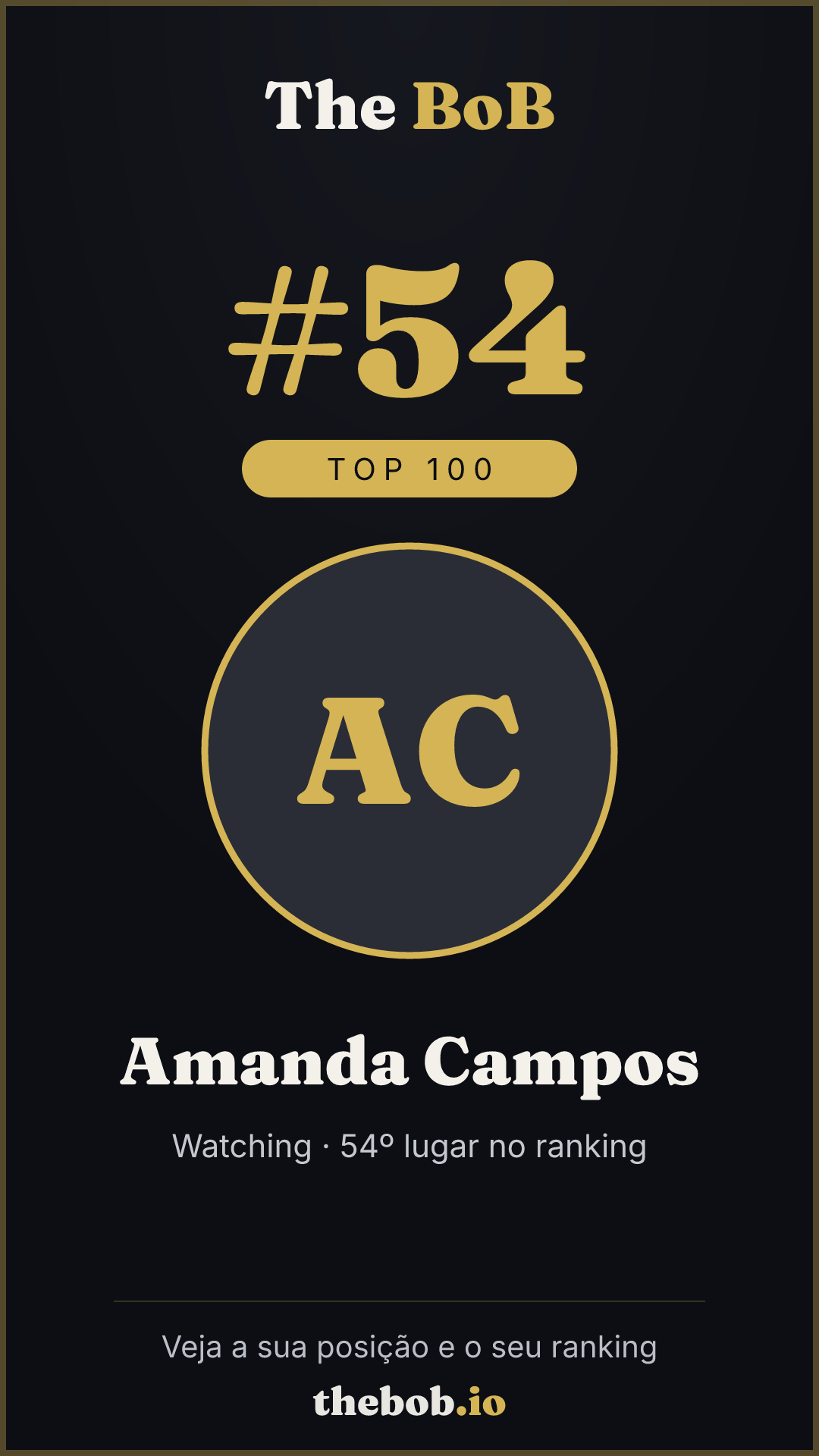 Selo The BoB · Amanda Campos