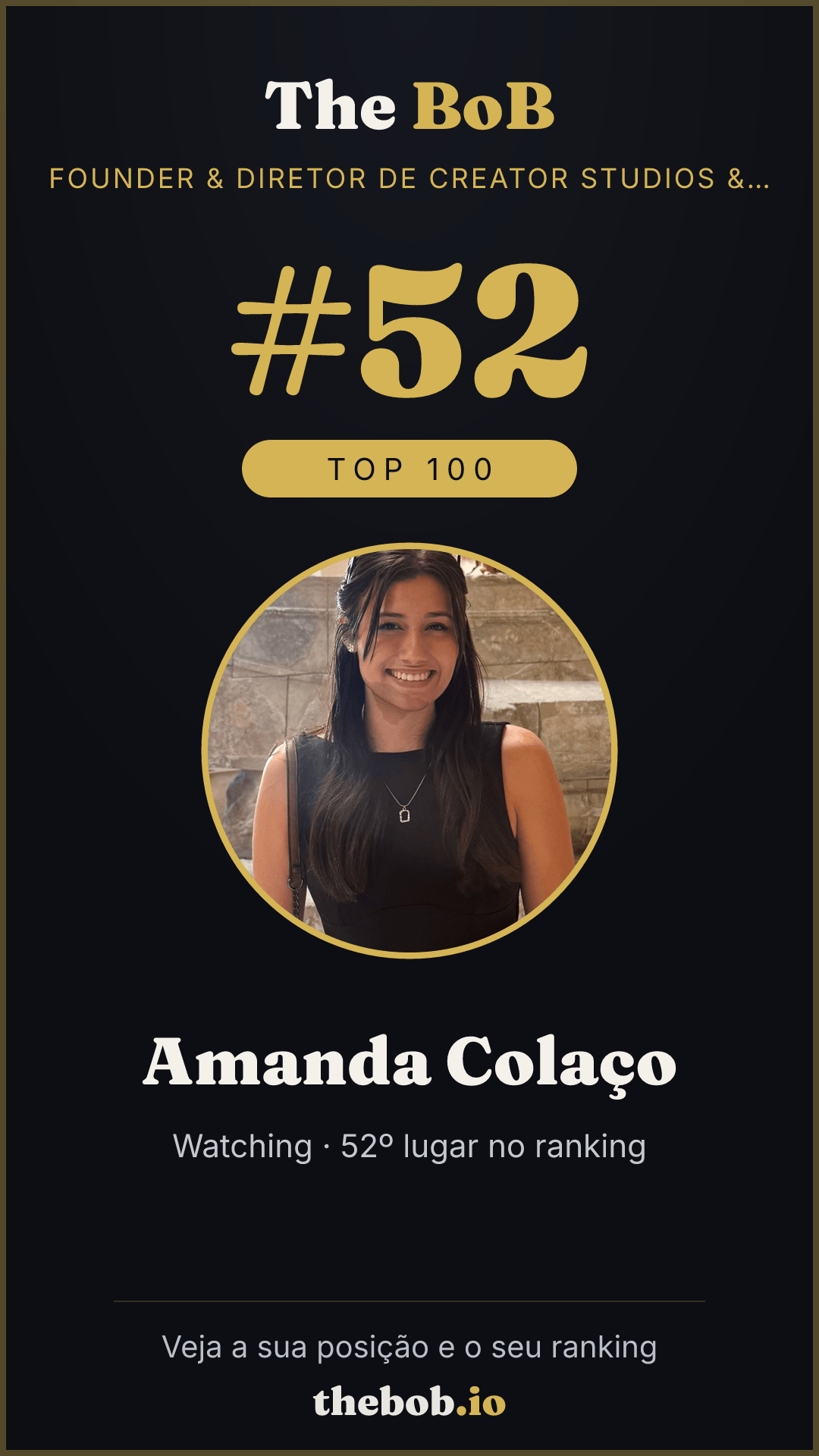 Selo The BoB · Amanda Colaço