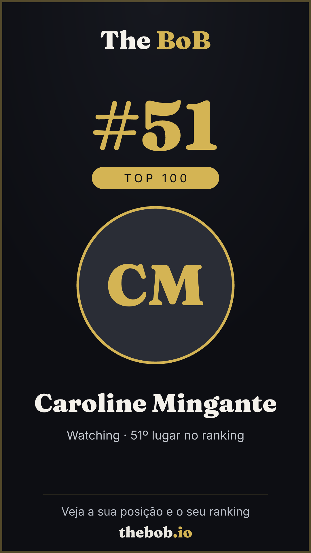 Selo The BoB · Caroline Mingante