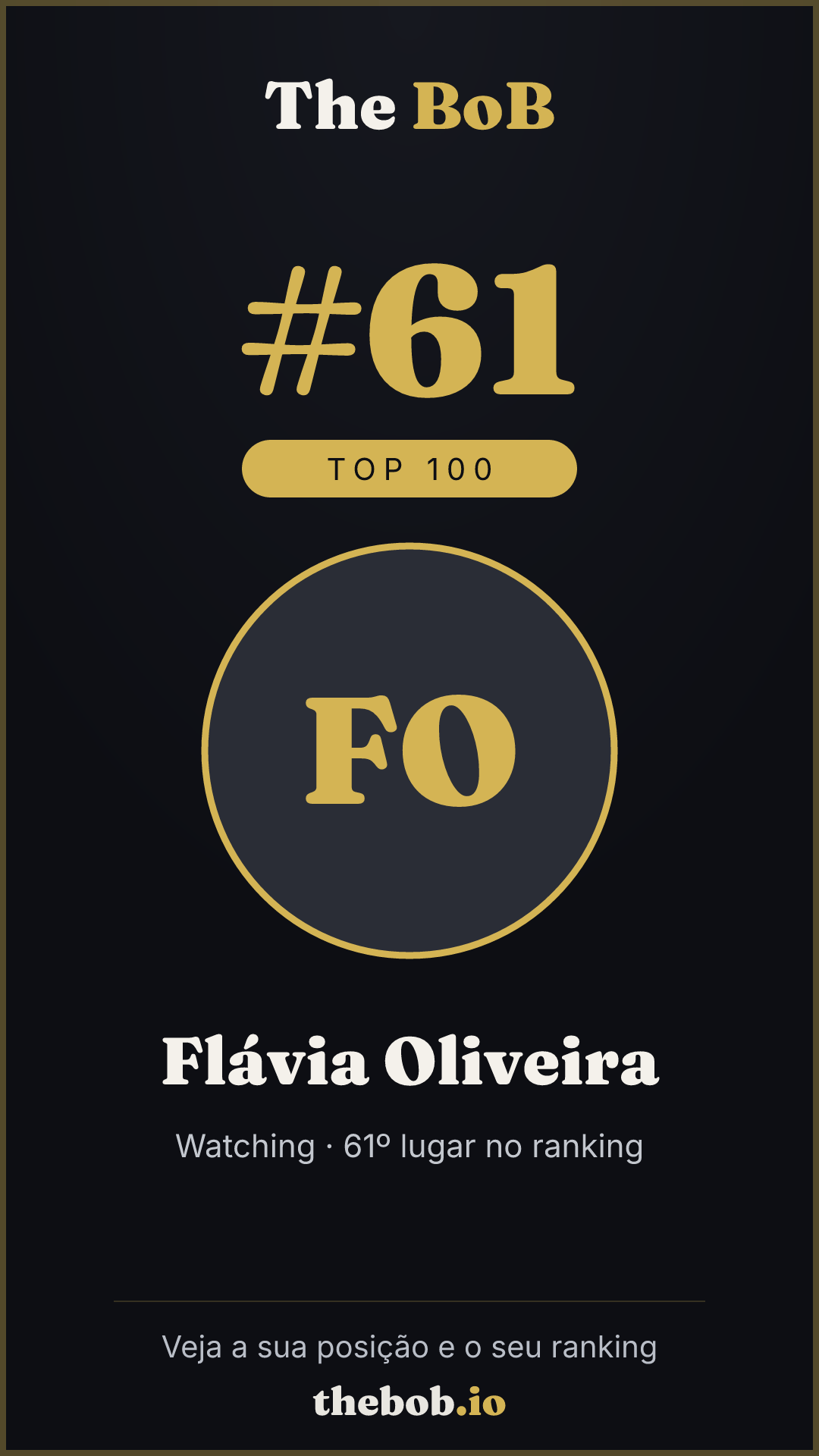 Selo The BoB · Flávia Oliveira