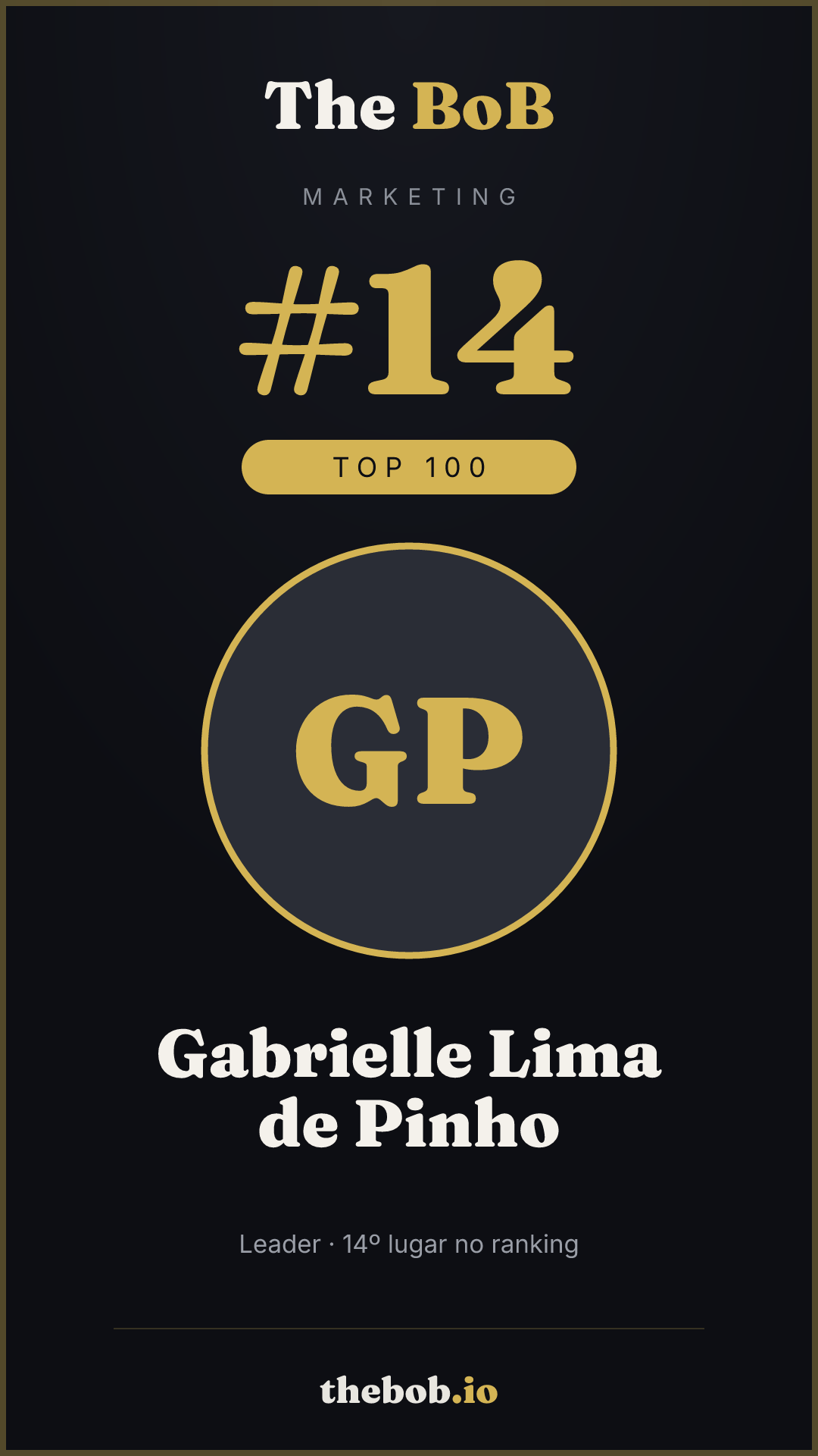 Selo The BoB · Gabrielle Lima de Pinho