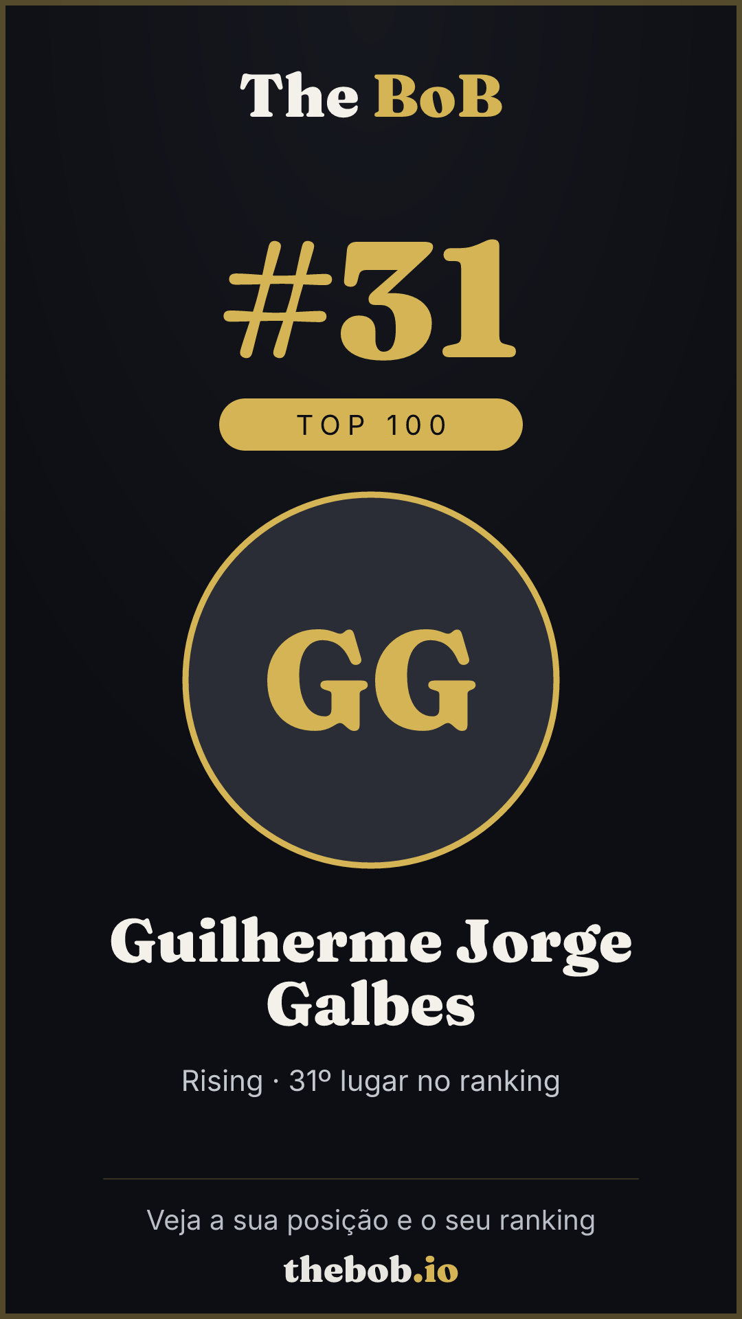 Selo The BoB · Guilherme Jorge Galbes