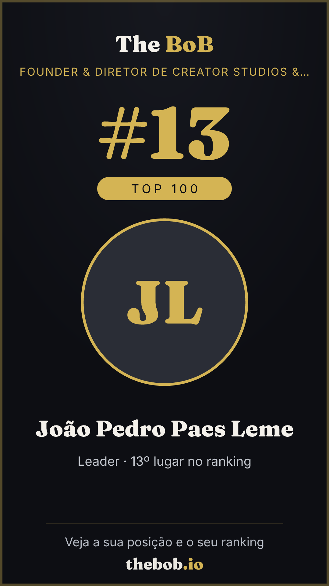 Selo The BoB · João Pedro Paes Leme