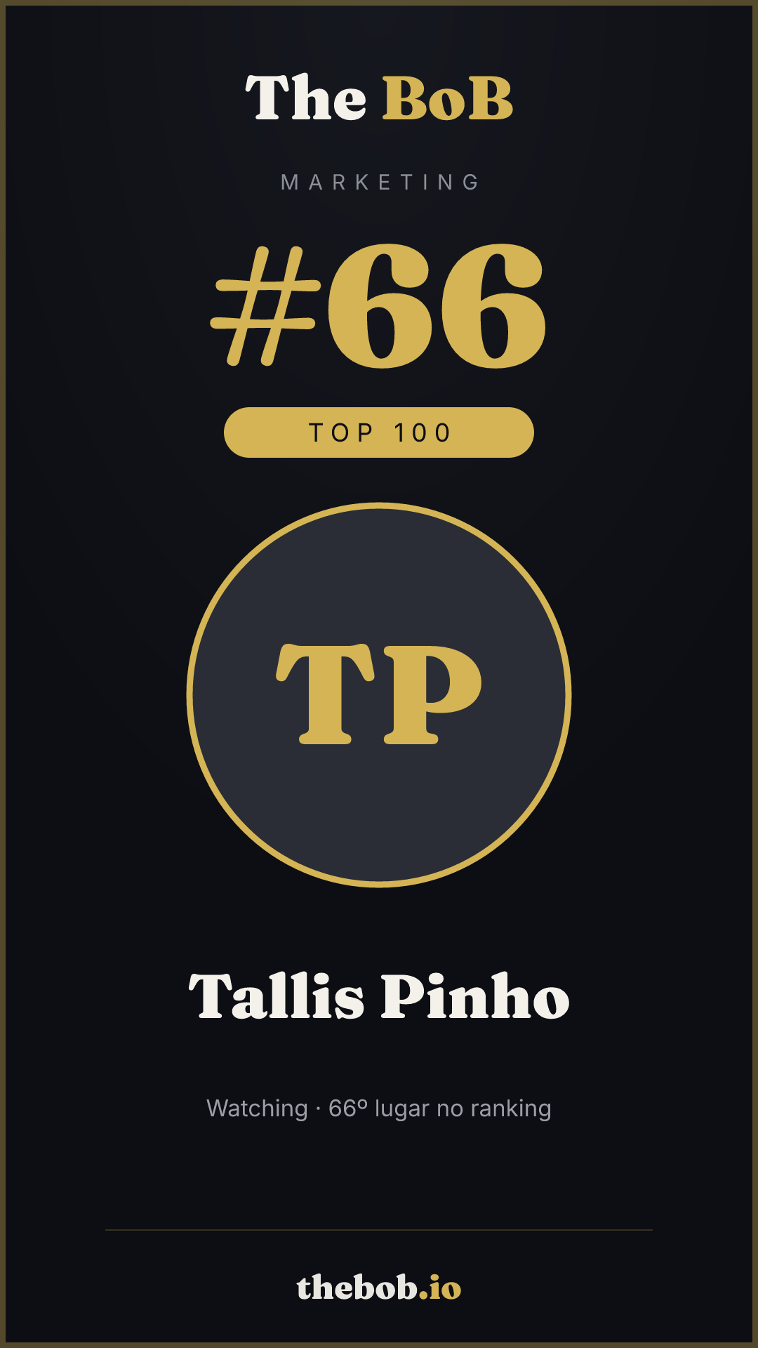 Selo The BoB · Tallis Pinho