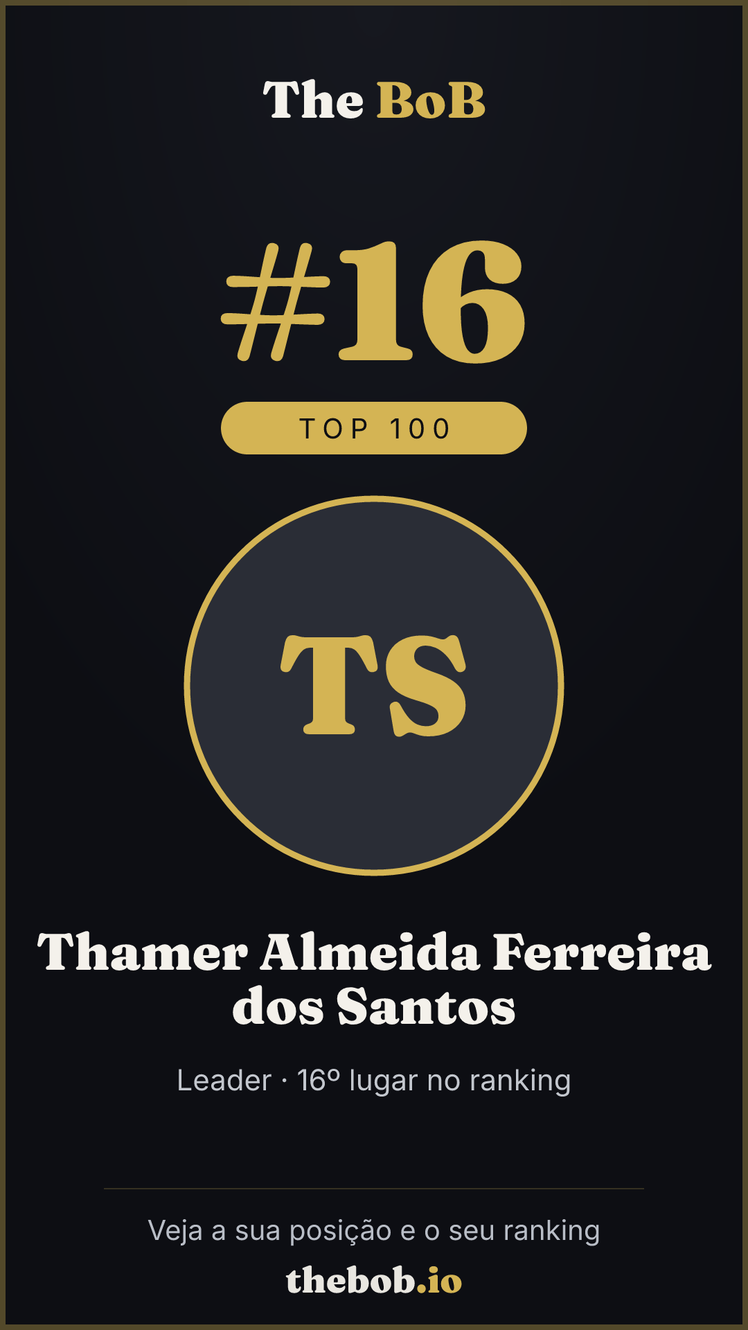 Selo The BoB · Thamer Almeida Ferreira dos Santos