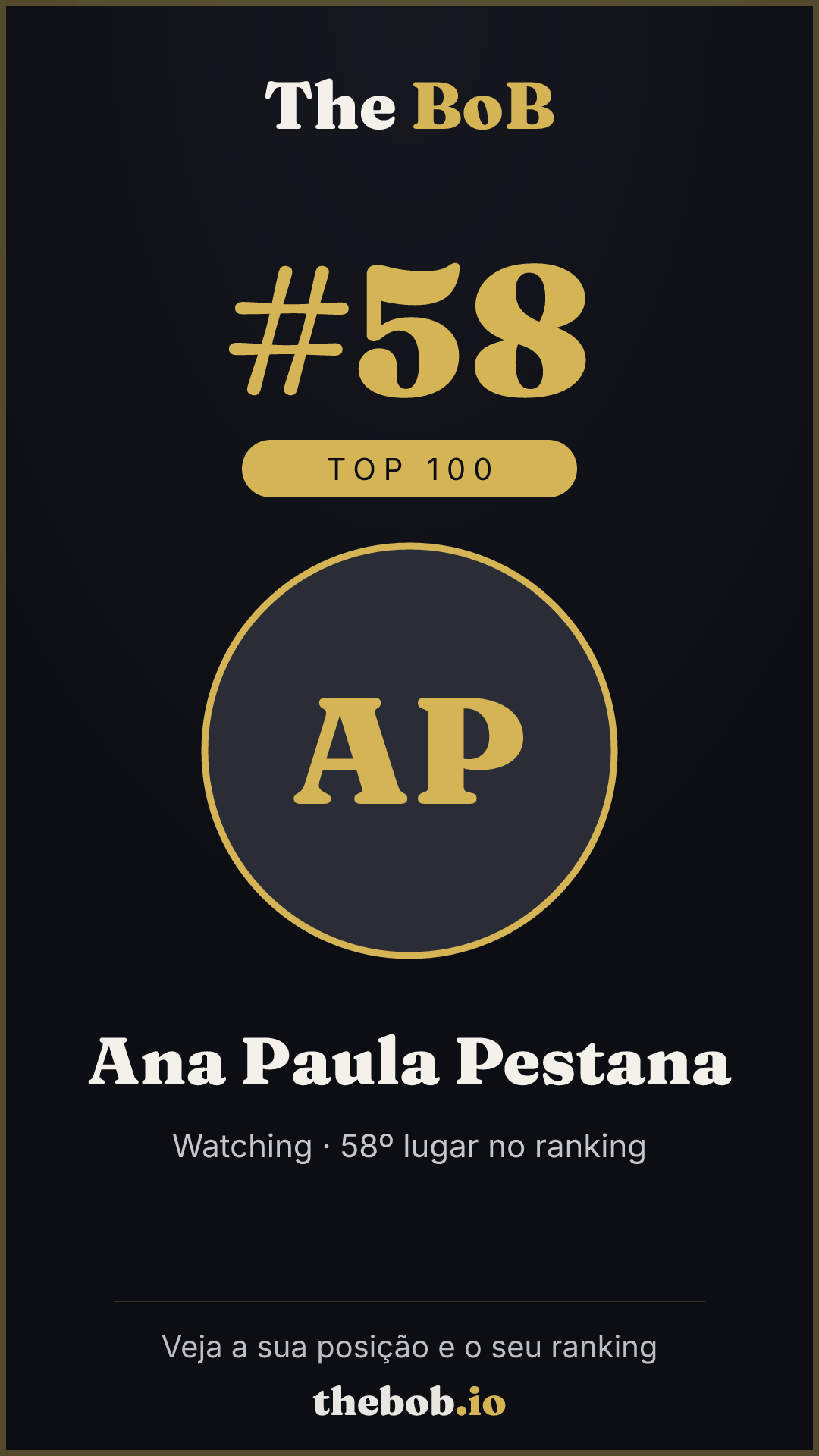Selo The BoB · Ana Paula Pestana
