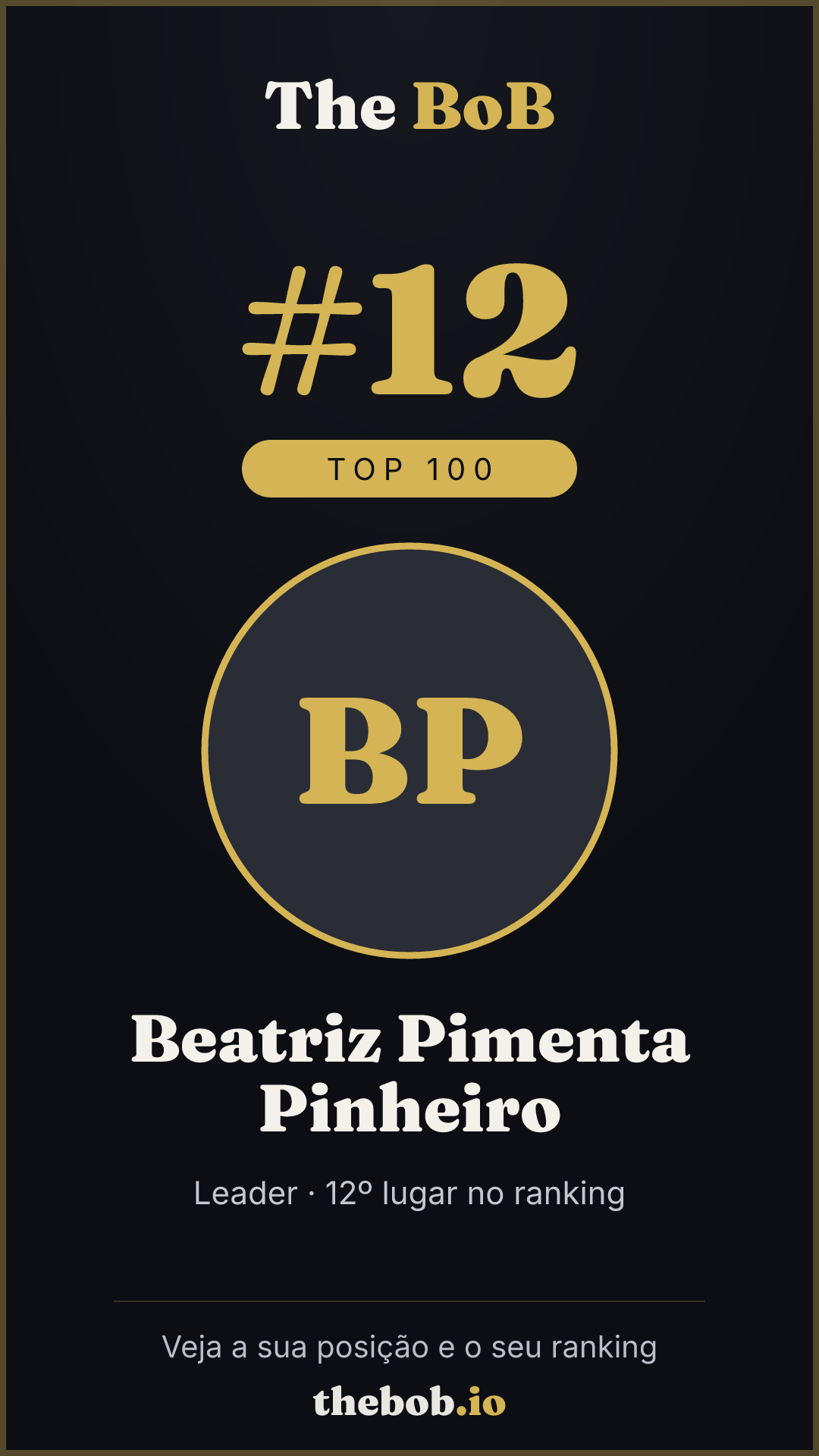 Selo The BoB · Beatriz Pimenta Pinheiro