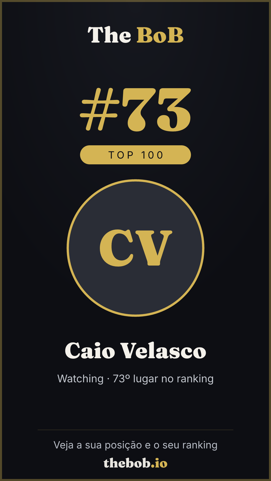 Selo The BoB · Caio Velasco