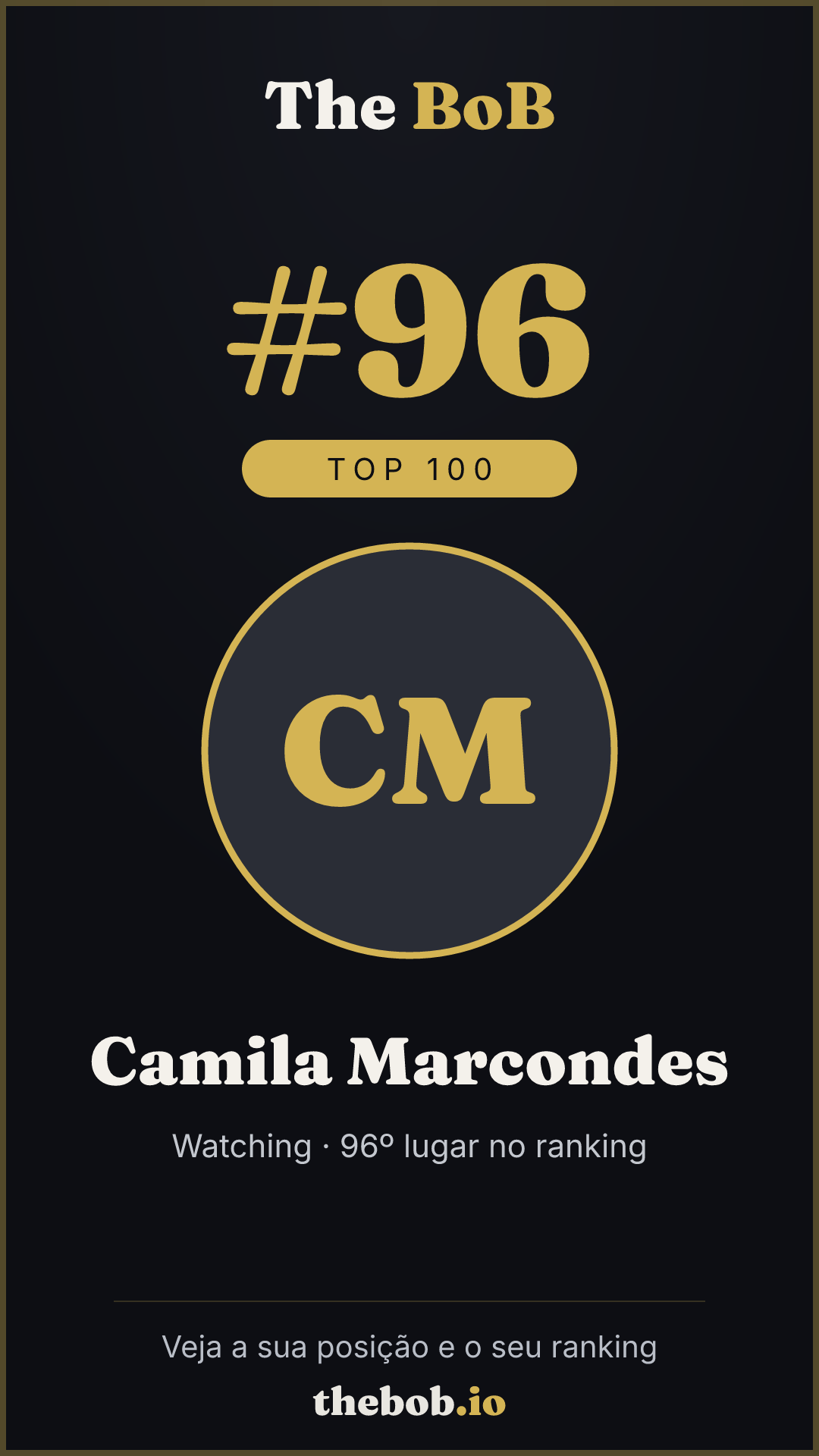 Selo The BoB · Camila Marcondes