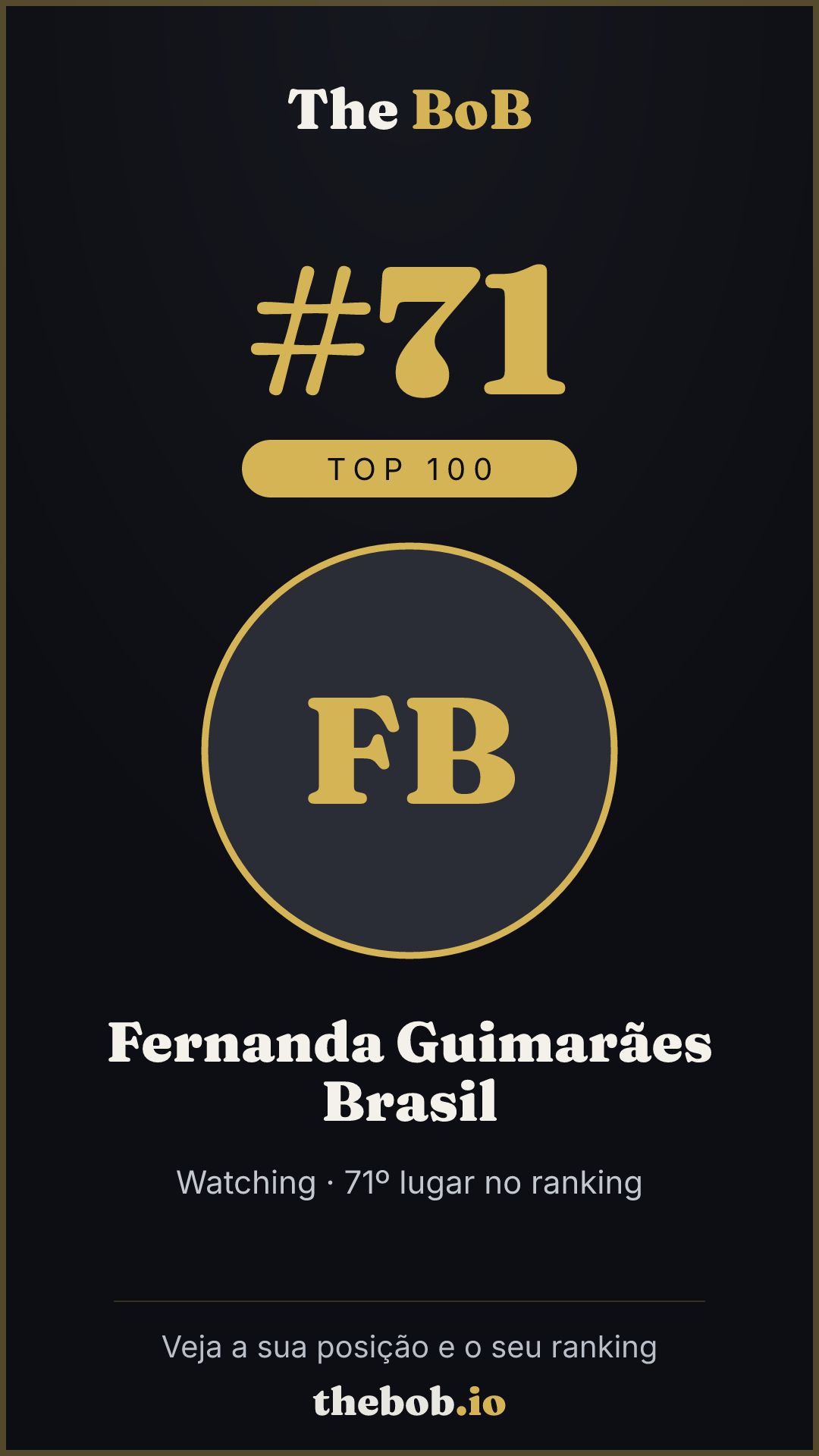 Selo The BoB · Fernanda Guimarães Brasil