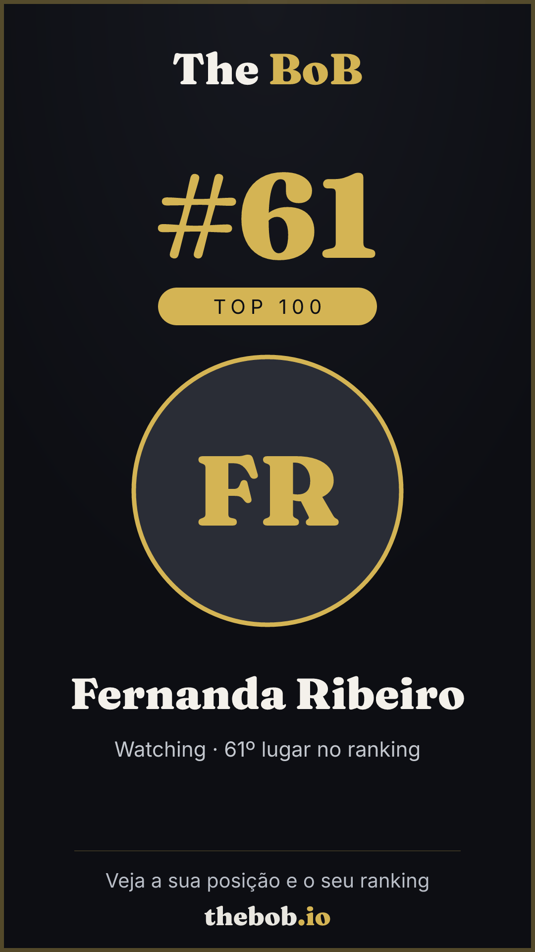 Selo The BoB · Fernanda Ribeiro