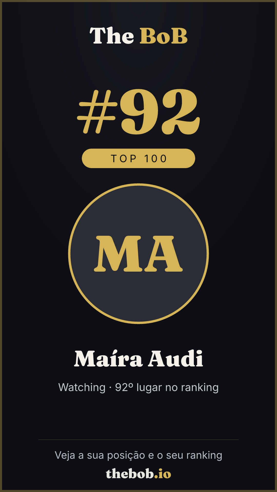 Selo The BoB · Maíra Audi