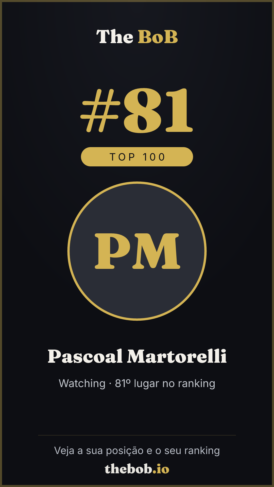 Selo The BoB · Pascoal Martorelli