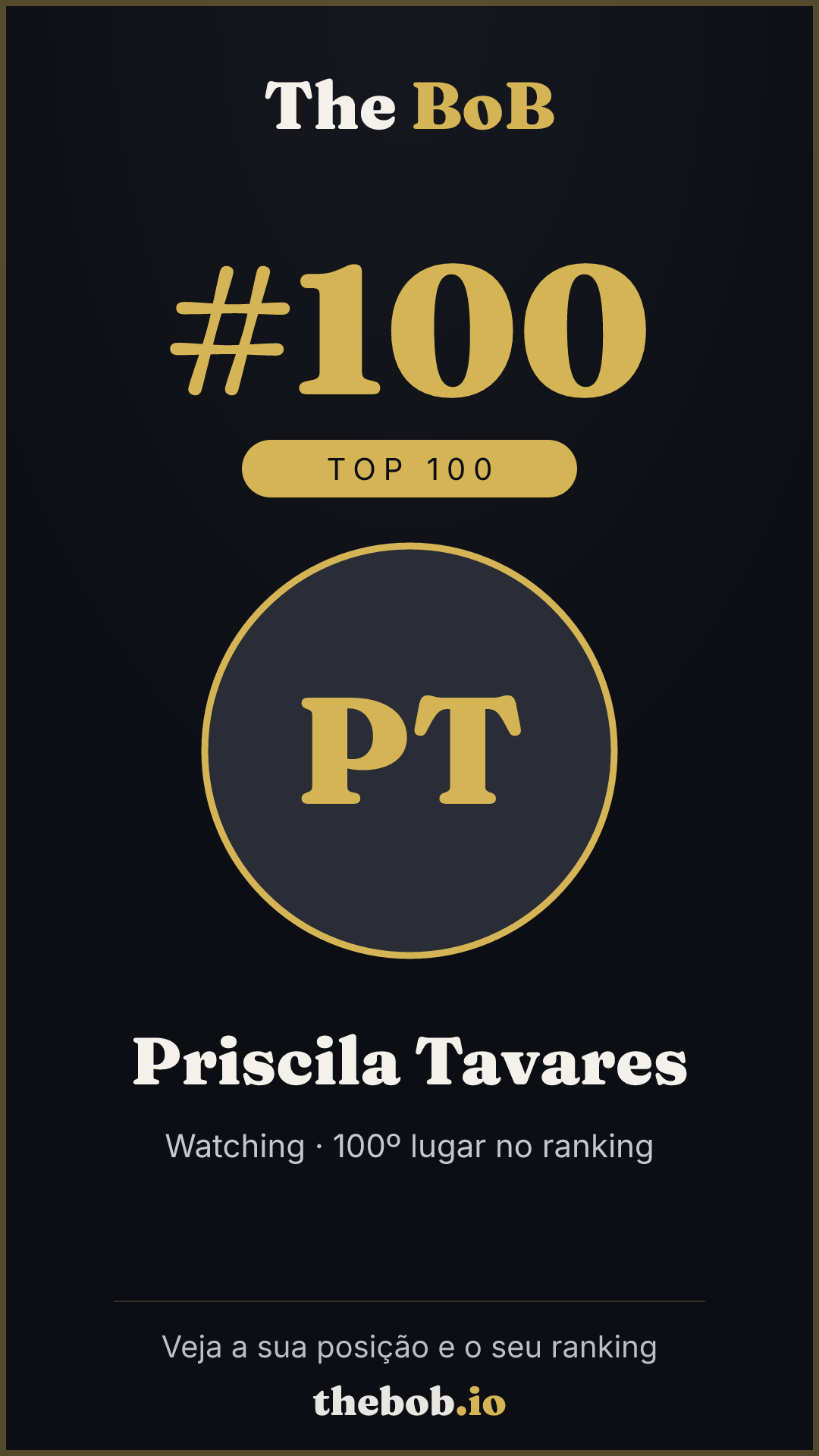 Selo The BoB · Priscila Tavares