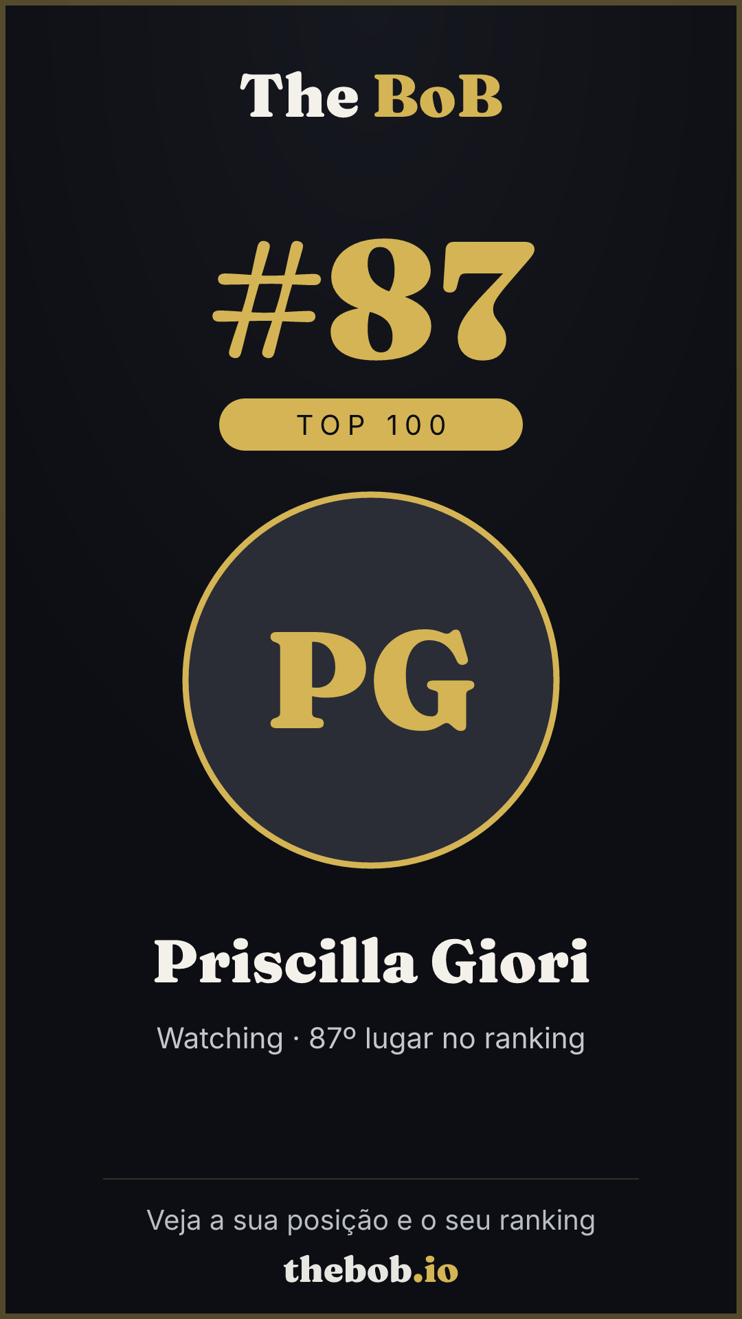 Selo The BoB · Priscilla Giori
