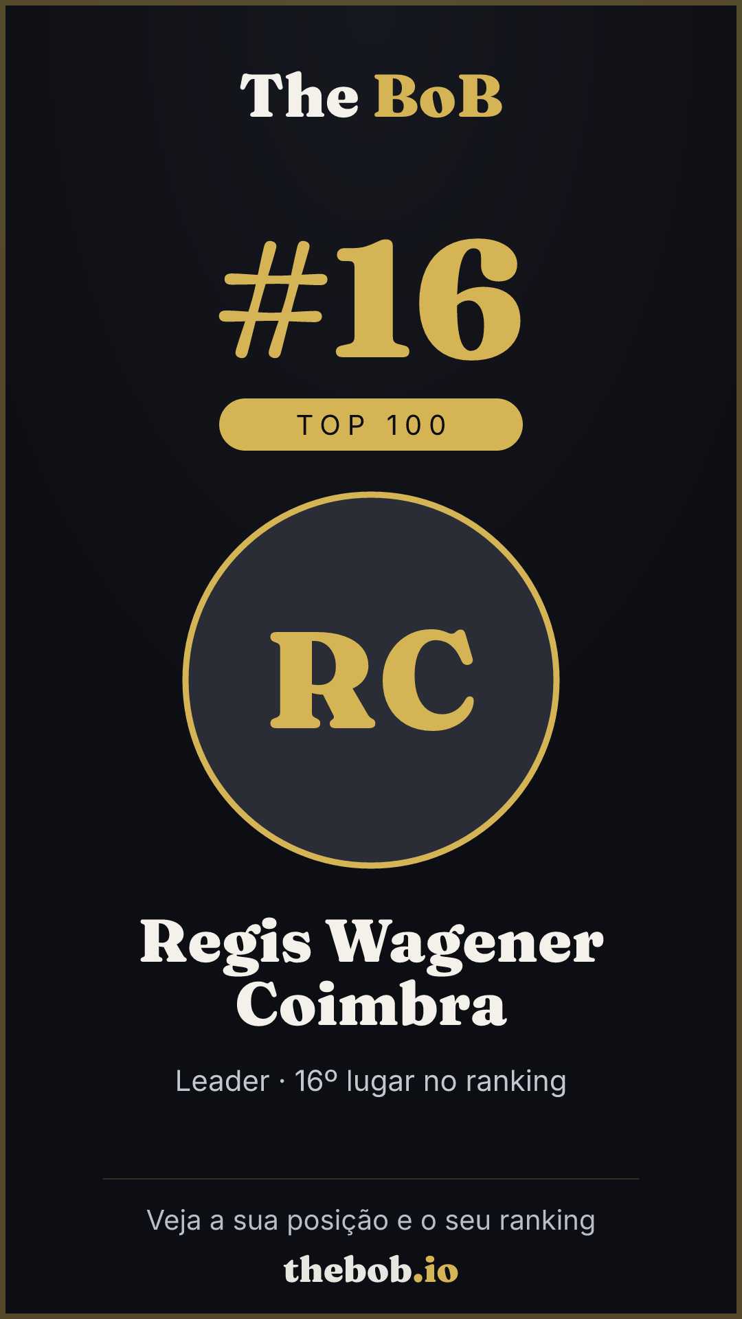 Selo The BoB · Regis Wagener Coimbra