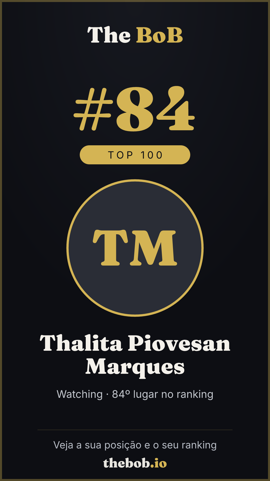 Selo The BoB · Thalita Piovesan Marques