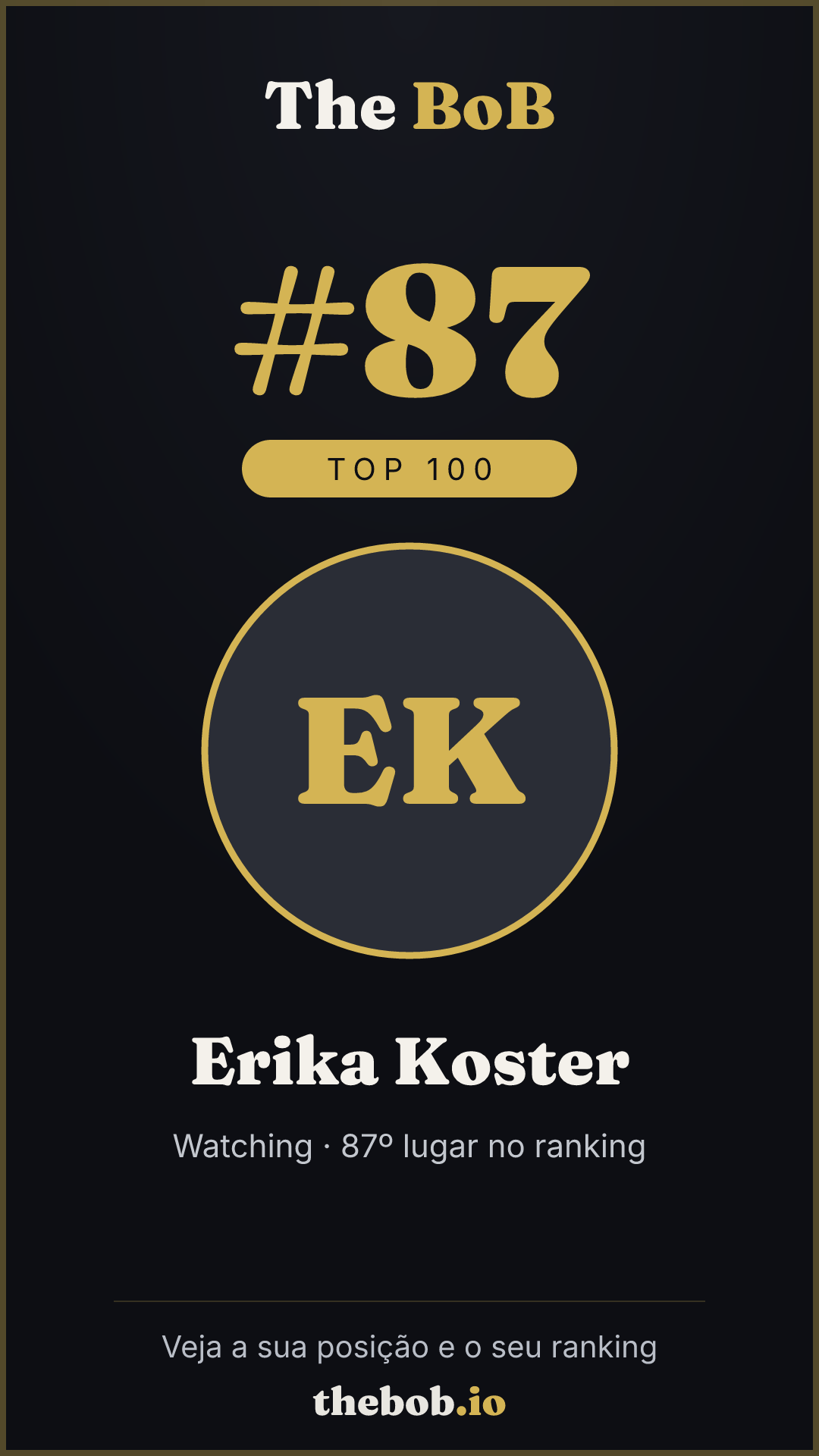 Selo The BoB · Erika Koster