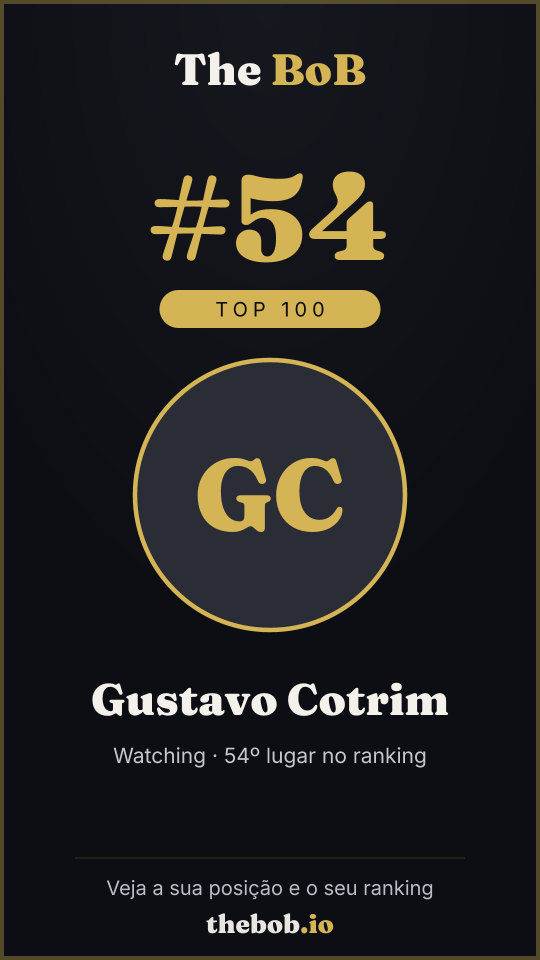 Selo The BoB · Gustavo Cotrim