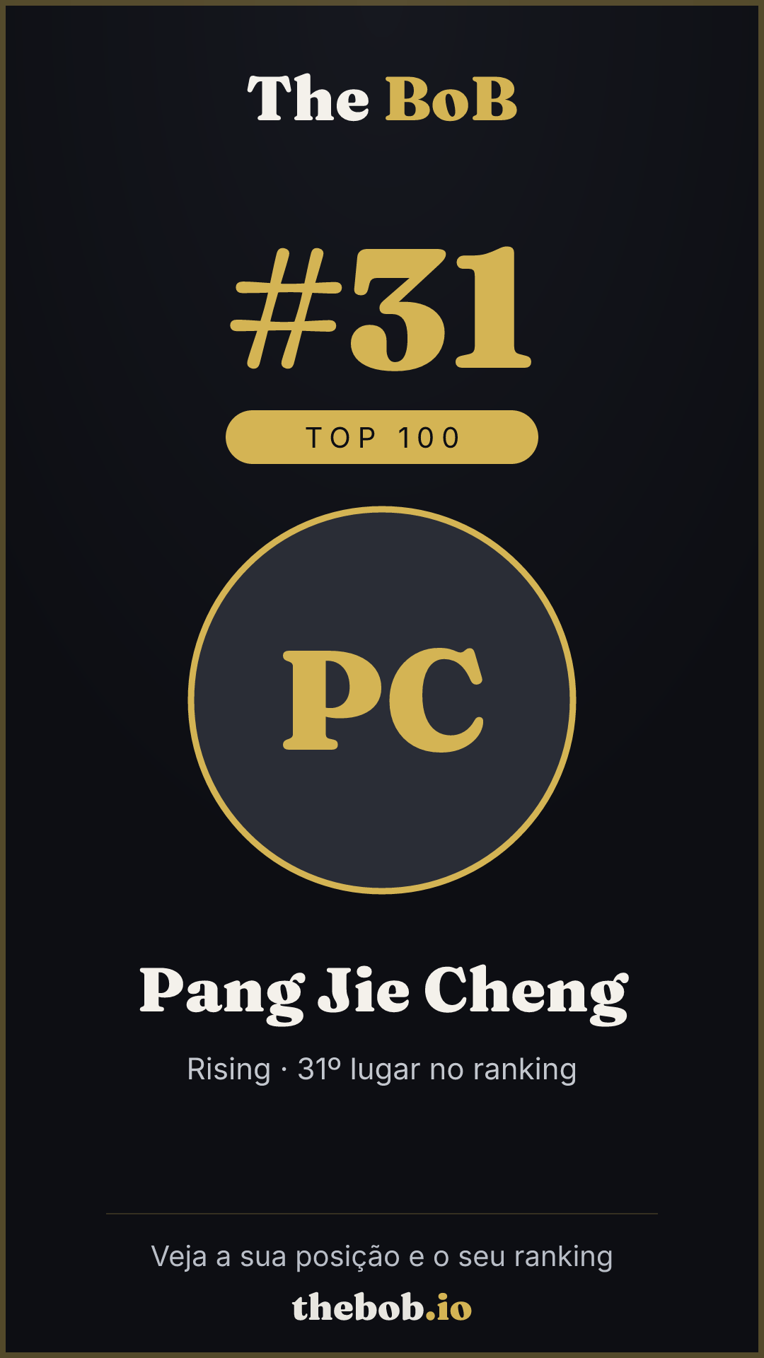 Selo The BoB · Pang Jie Cheng