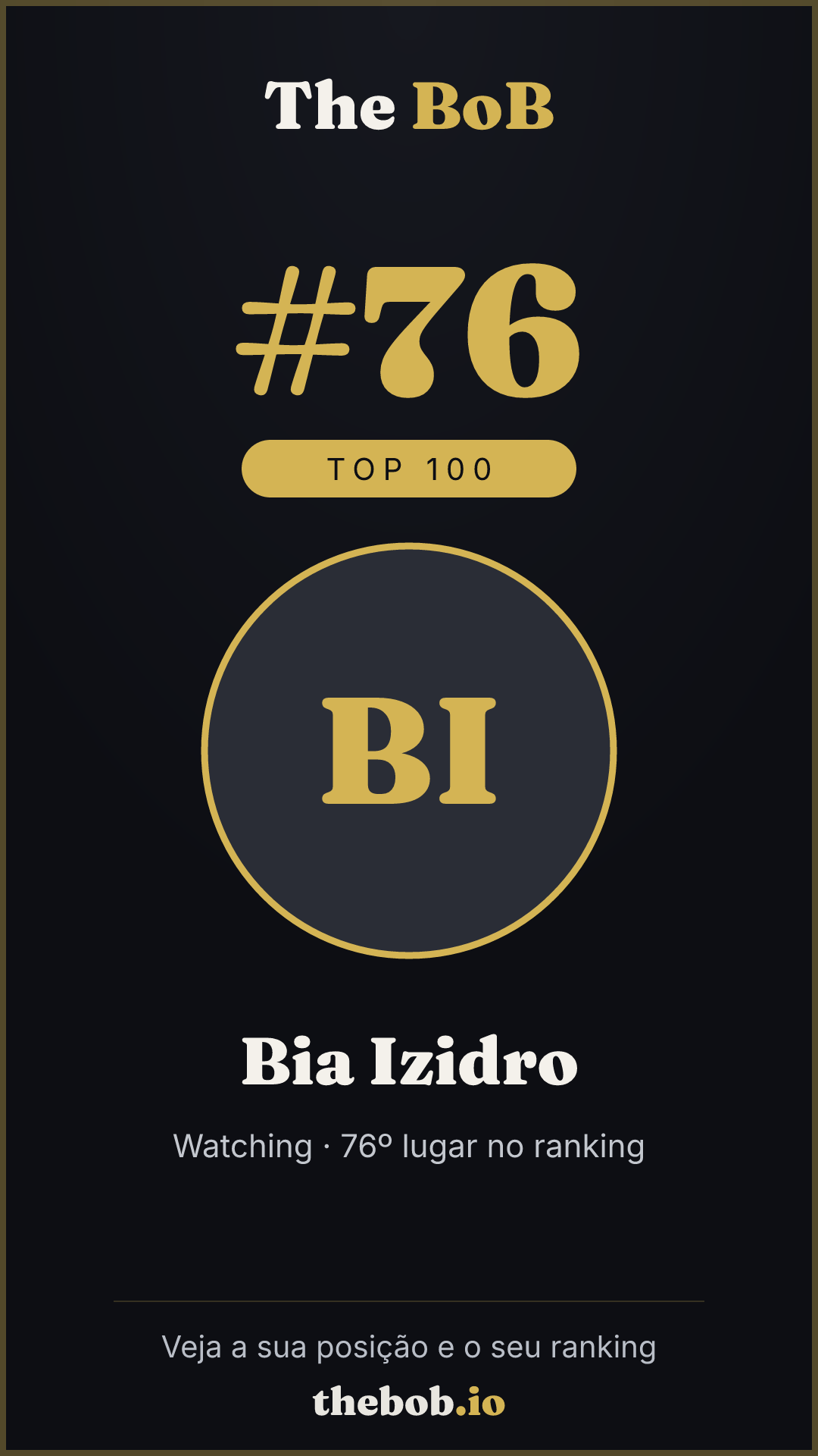 Selo The BoB · Bia Izidro