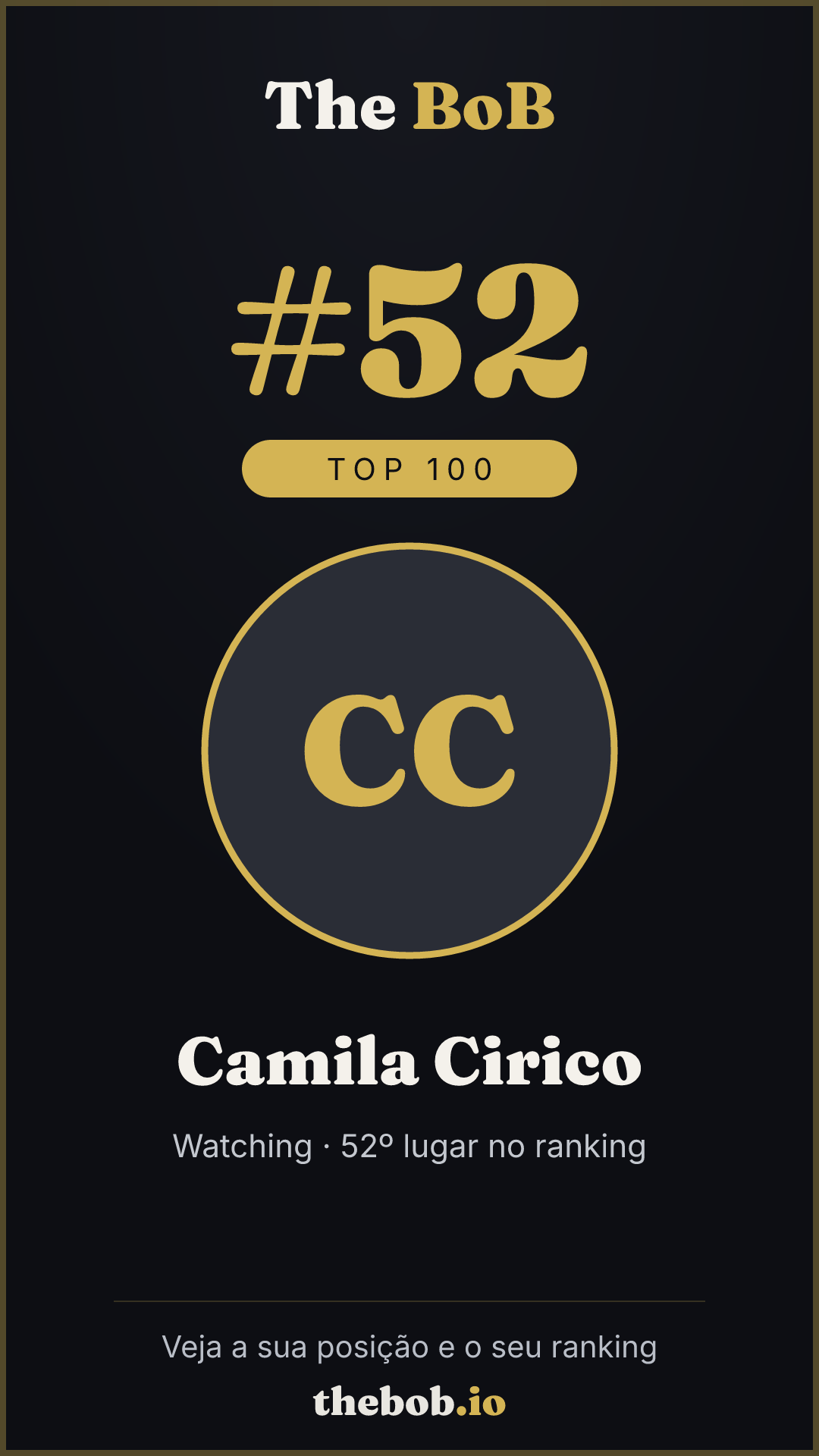 Selo The BoB · Camila Cirico