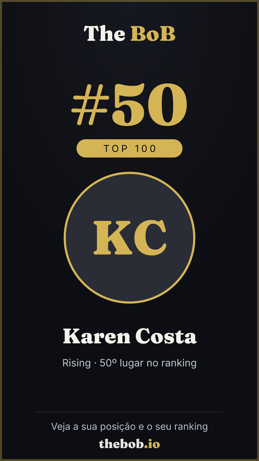 Selo The BoB · Karen Costa