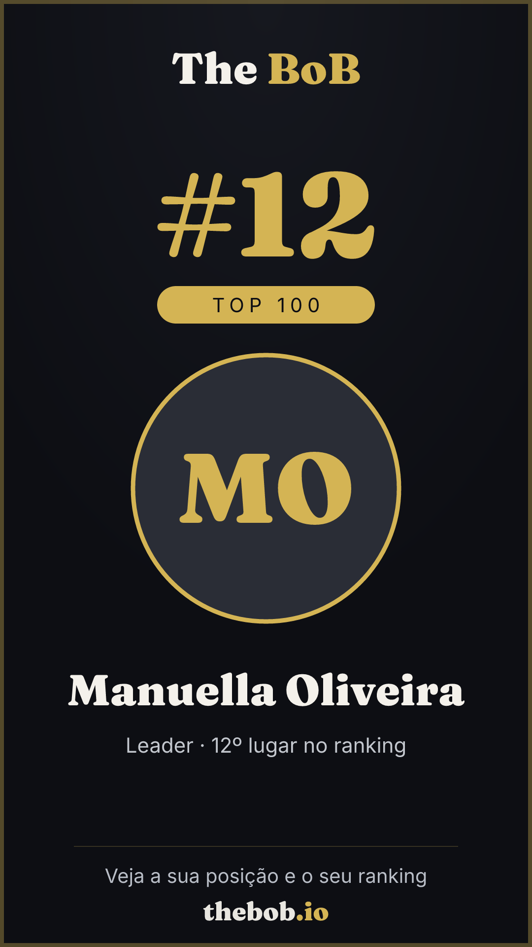 Selo The BoB · Manuella Oliveira