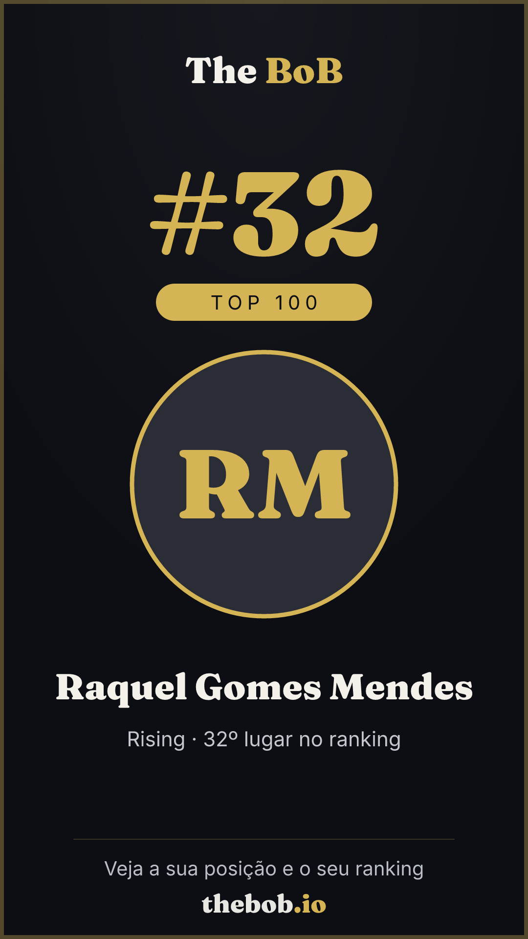 Selo The BoB · Raquel Gomes Mendes