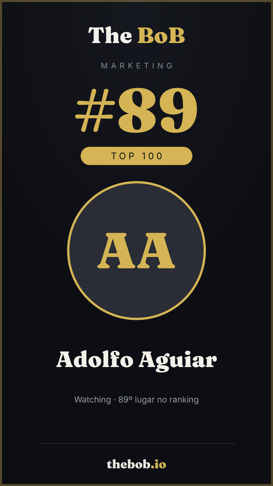 Selo The BoB · Adolfo Aguiar