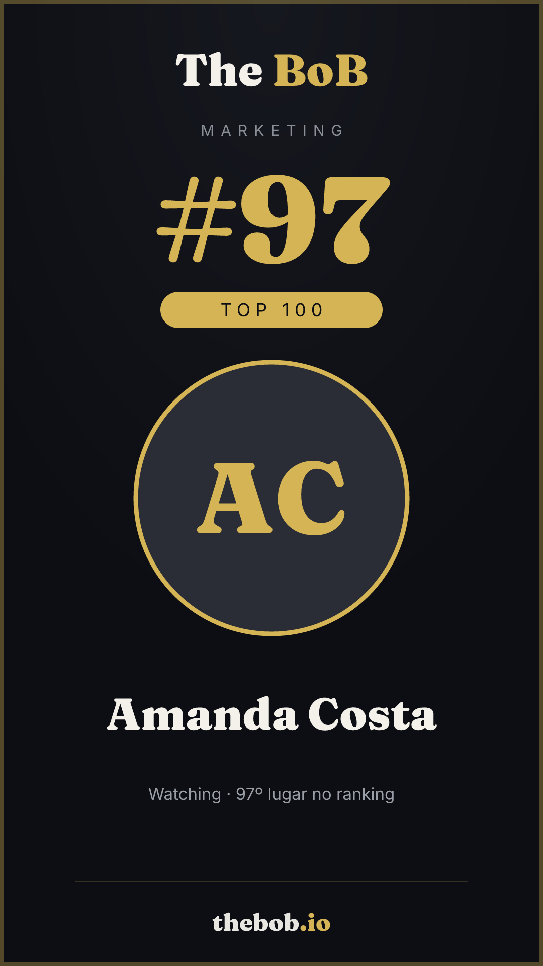 Selo The BoB · Amanda Costa